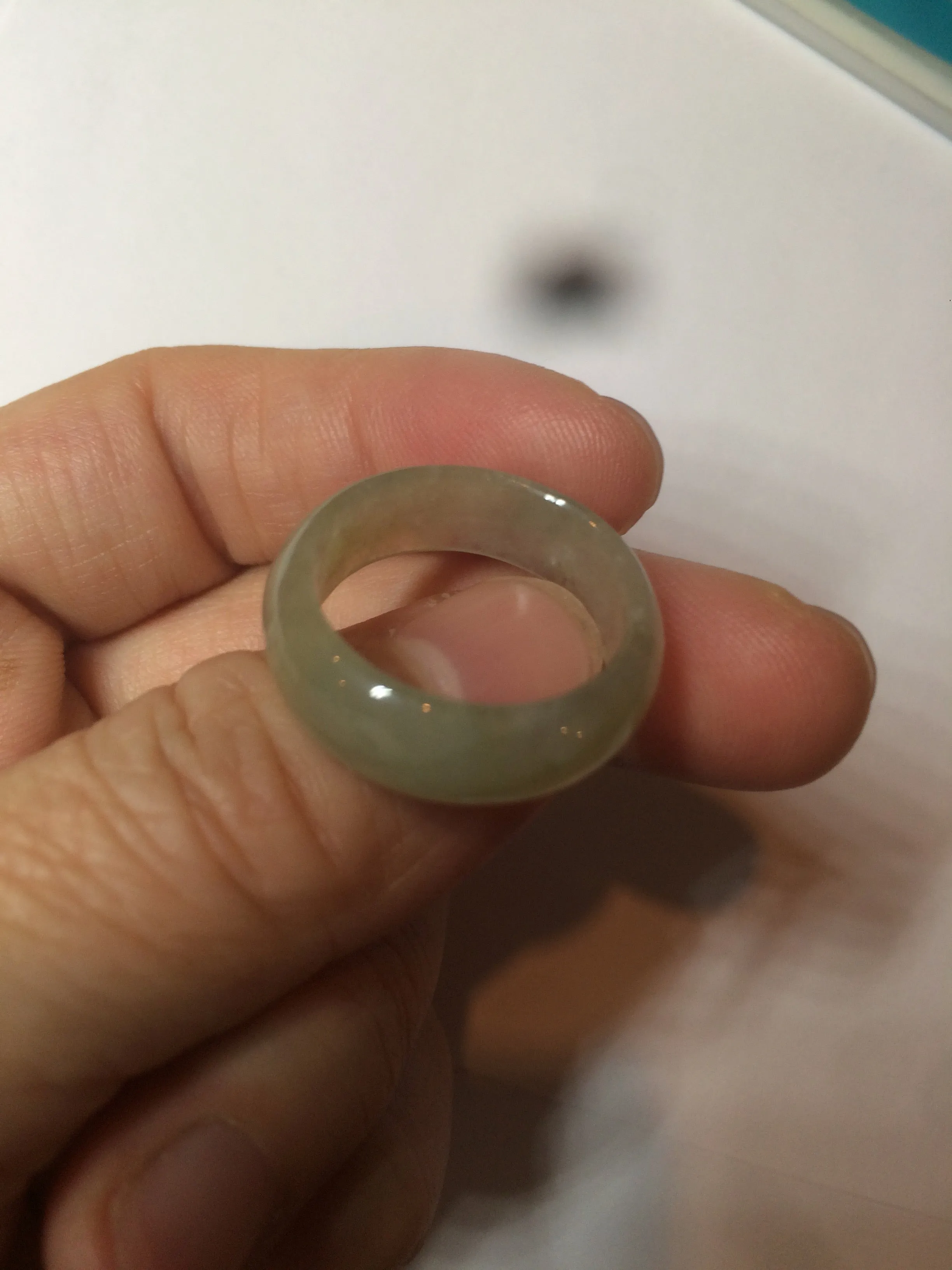 18.5mm size 8 1/2 100% natural type A icy watery light green/yellow jadeite jade band ring AZ95