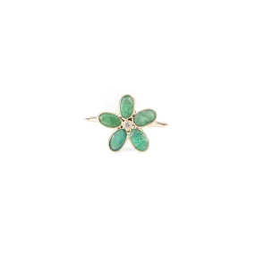 18K Gold Emerald Handmade Floral Ring