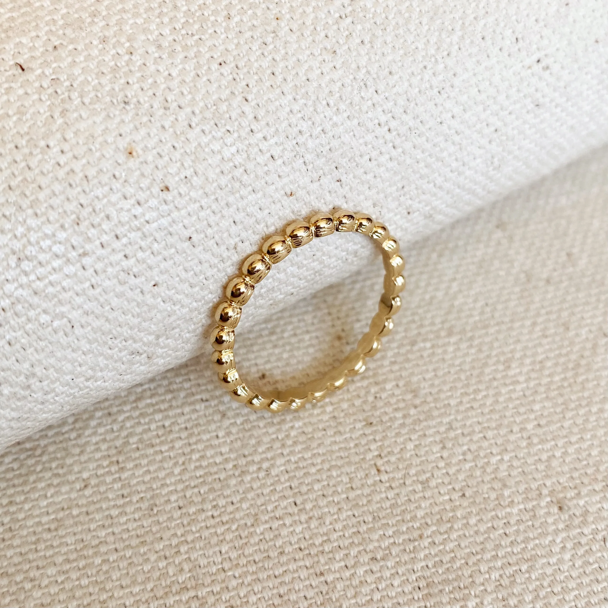 18k Gold Filled Beaded Band Ring