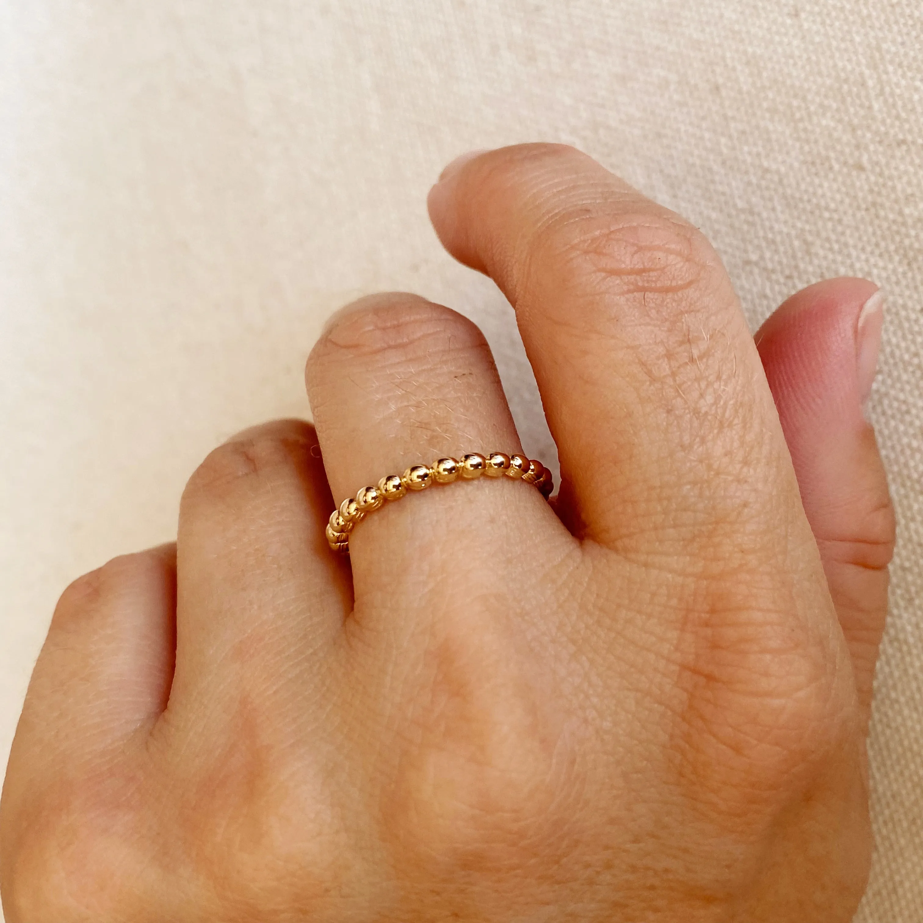 18k Gold Filled Beaded Band Ring