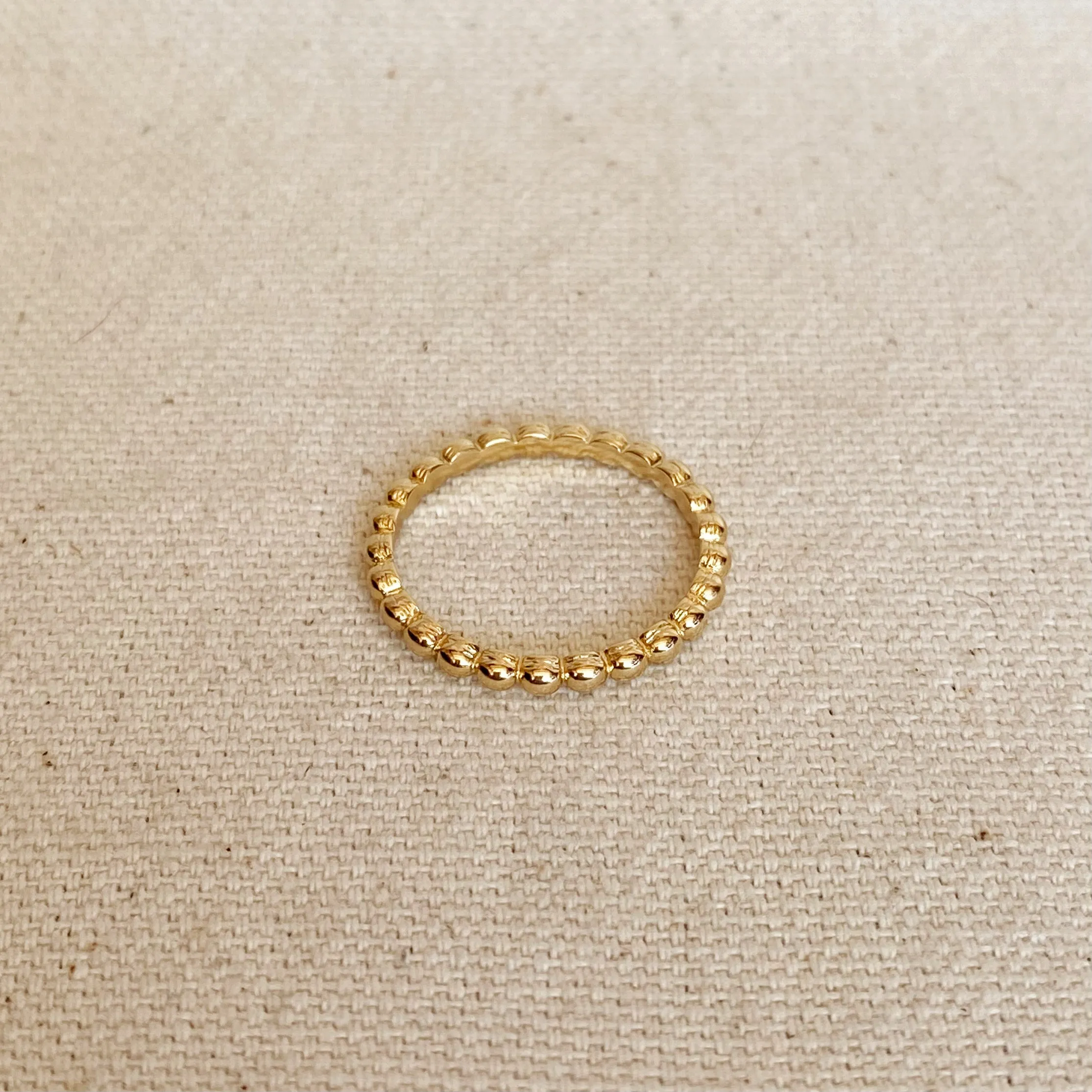 18k Gold Filled Beaded Band Ring