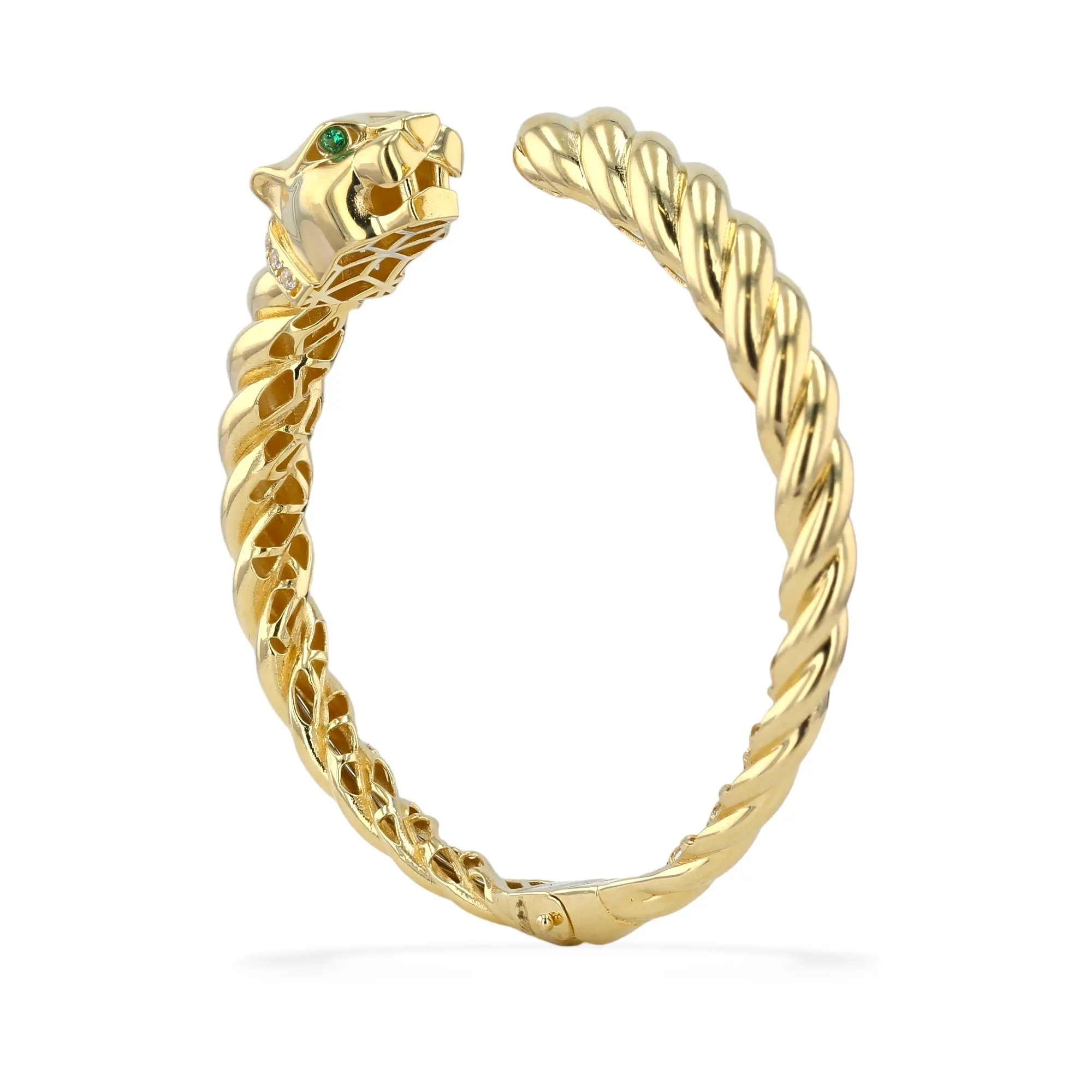 18K Yellow gold Panther twisted Bangle