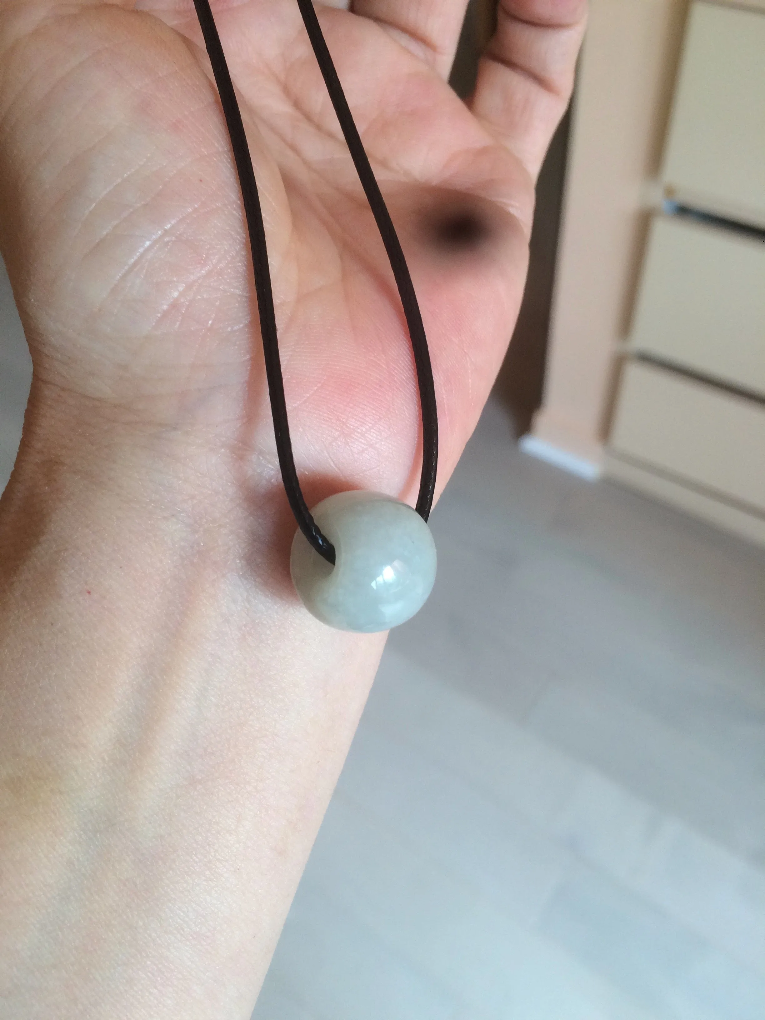 20x18mm Type A 100% Natural white/light green olive shape Jadeite Jade LuluTong (Every road is smooth) bead pendant BF93