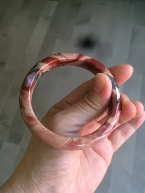 55.4mm 100% natural red/pink/gray red jasper stone bangle CB68