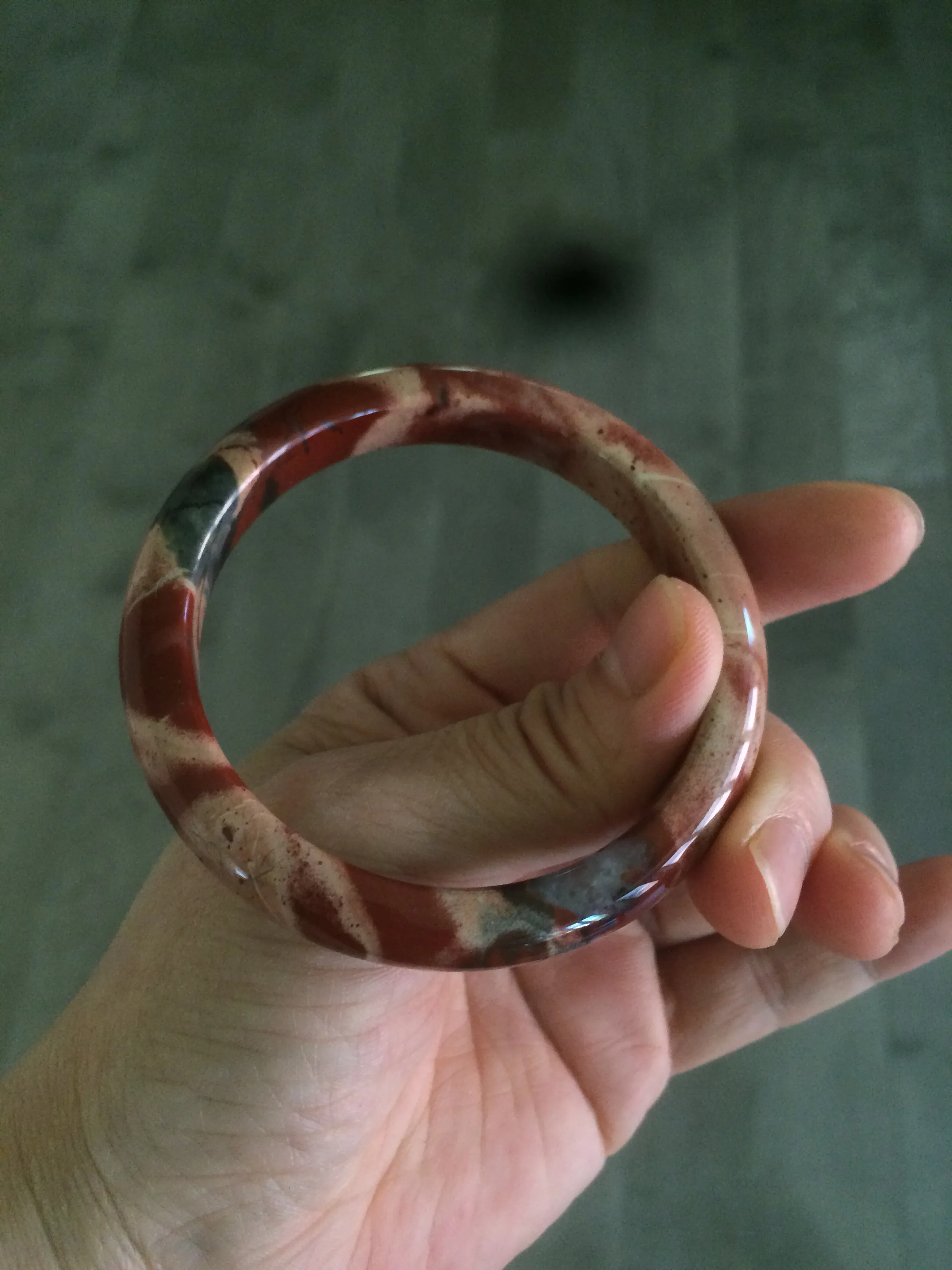 55.4mm 100% natural red/pink/gray red jasper stone bangle CB68