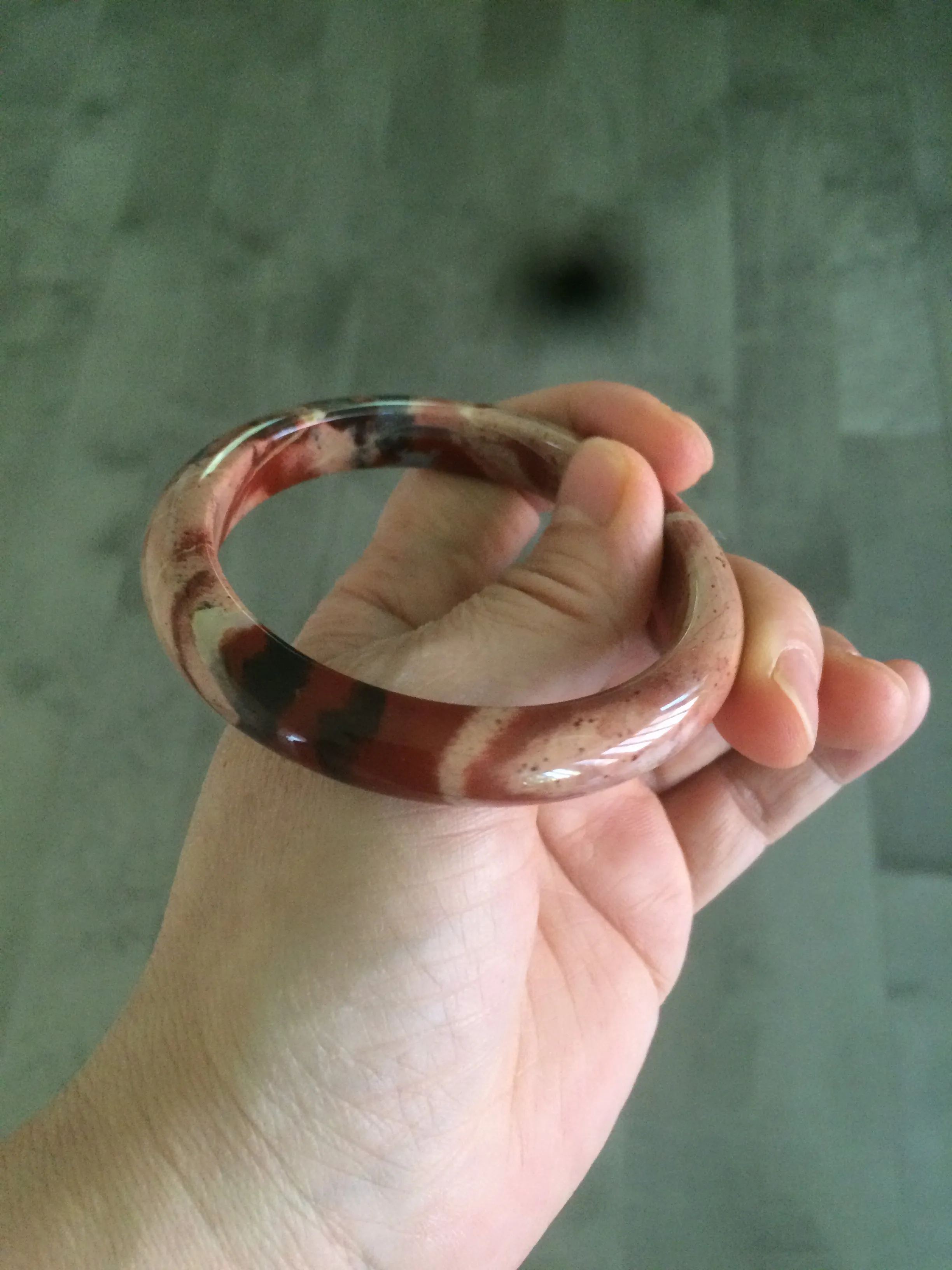 55.4mm 100% natural red/pink/gray red jasper stone bangle CB68