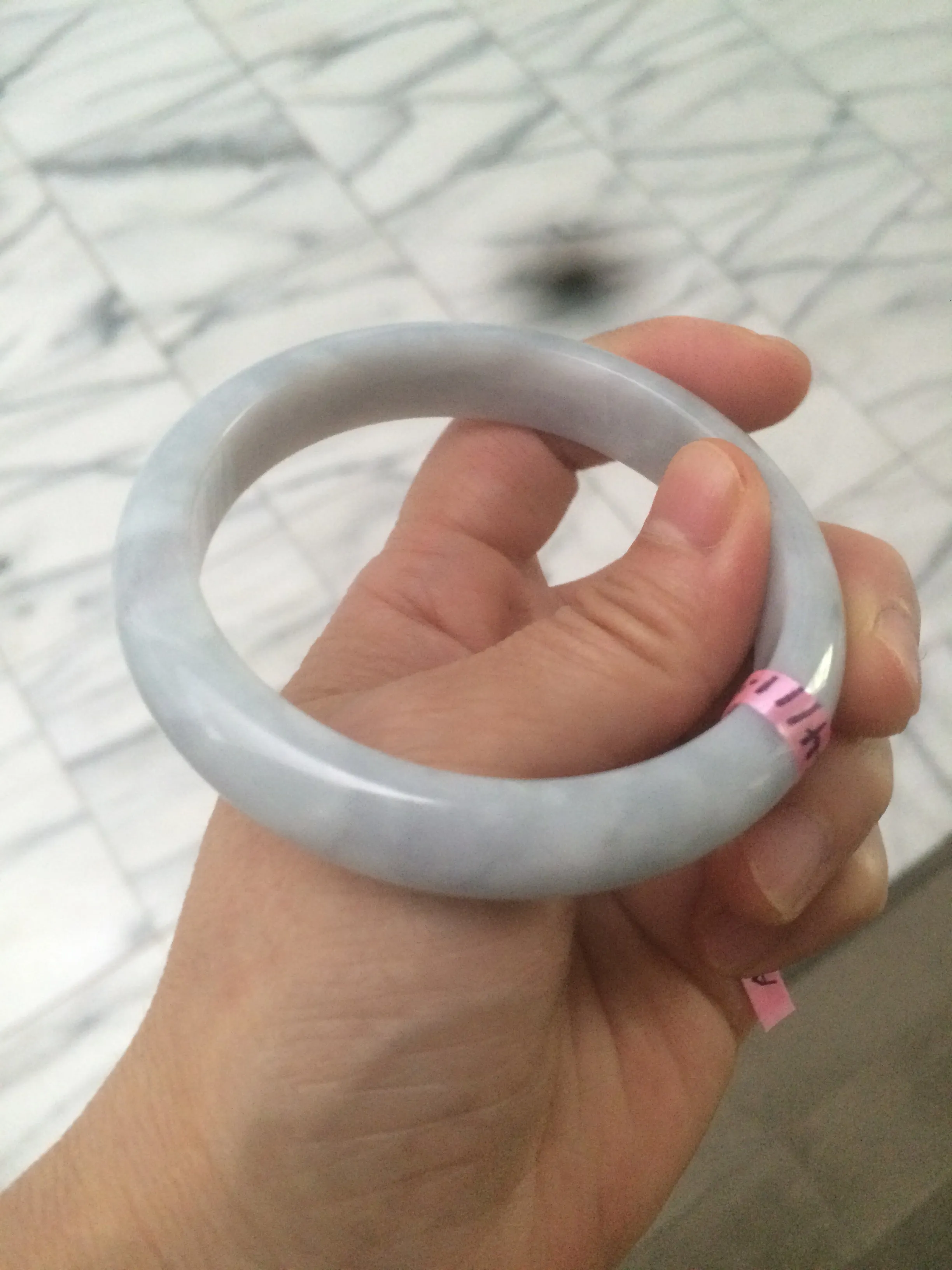 58.4mm certificated Type A 100% Natural light purple/gray/white Jadeite Jade bangle AB20-5469