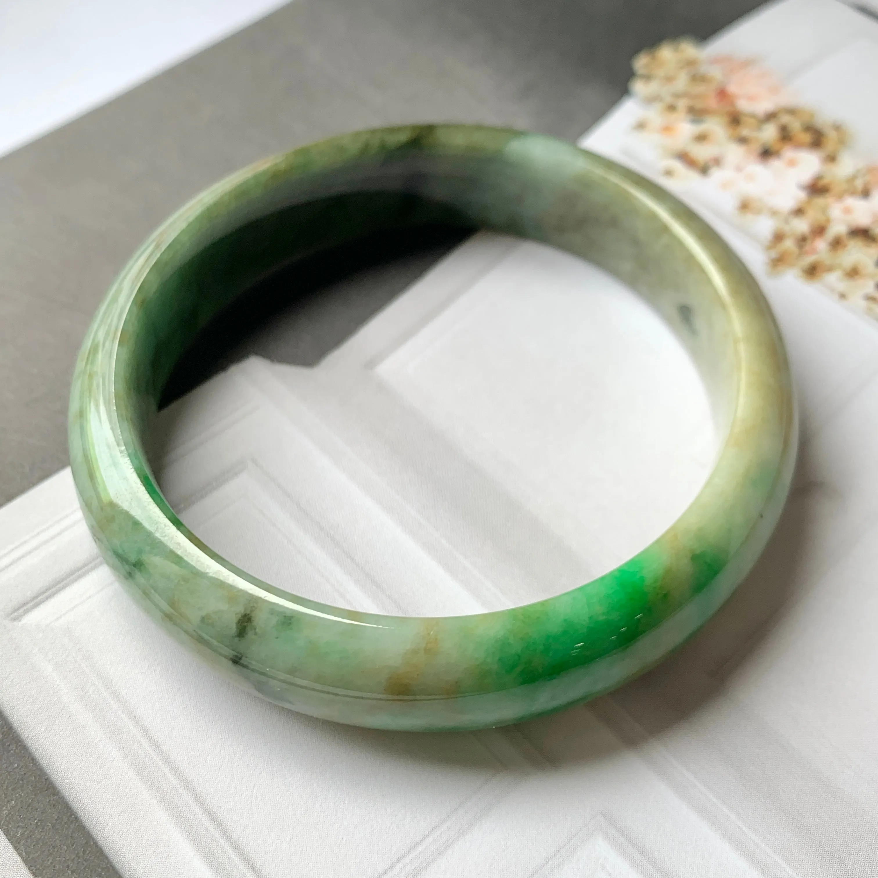 58.7mm A-Grade Natural Multi-Colour Jadeite Modern Round Bangle No.330021