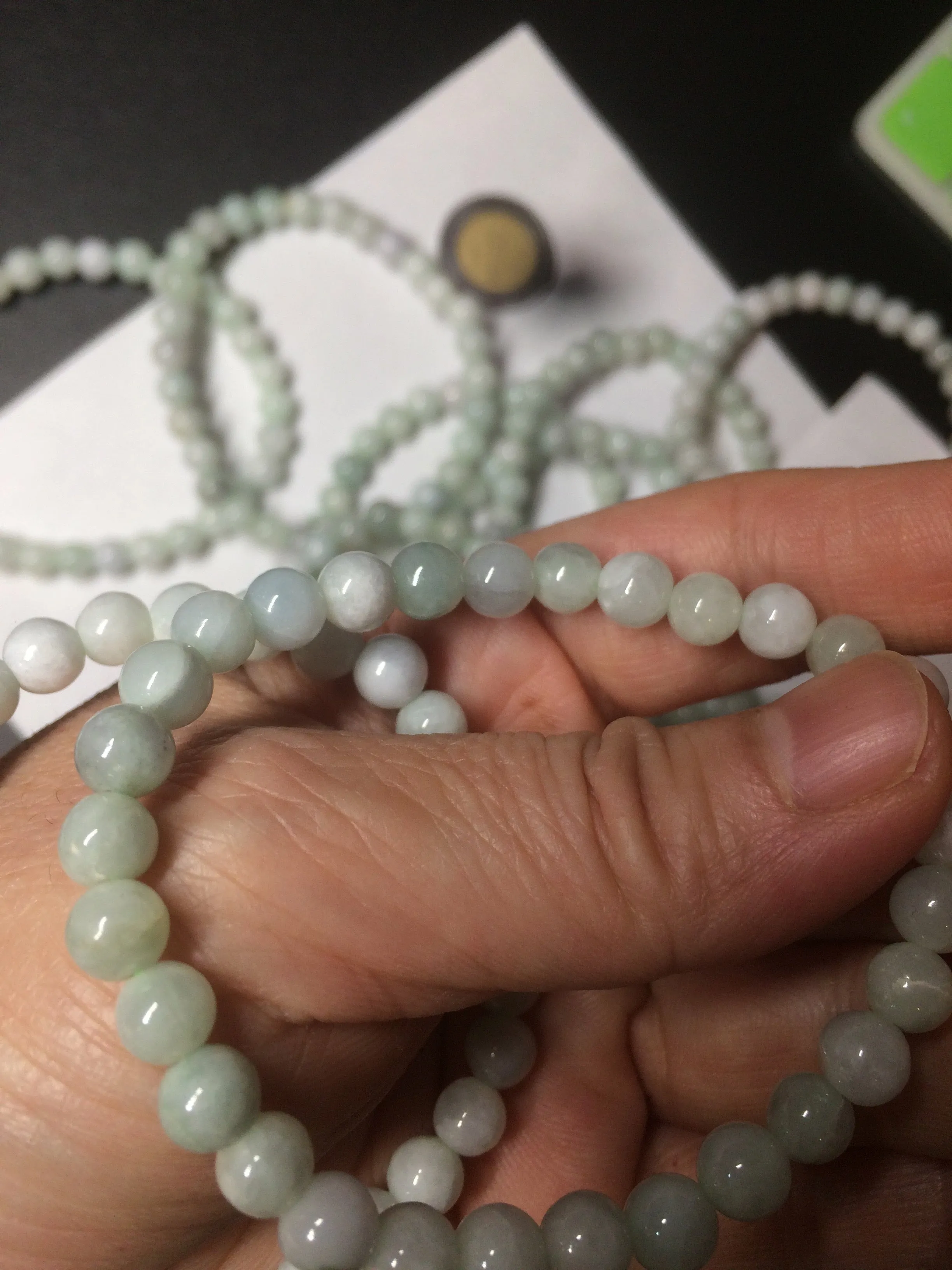 6-6.4mm 100% natural type A green/white jadeite jade beads bracelet group BF94