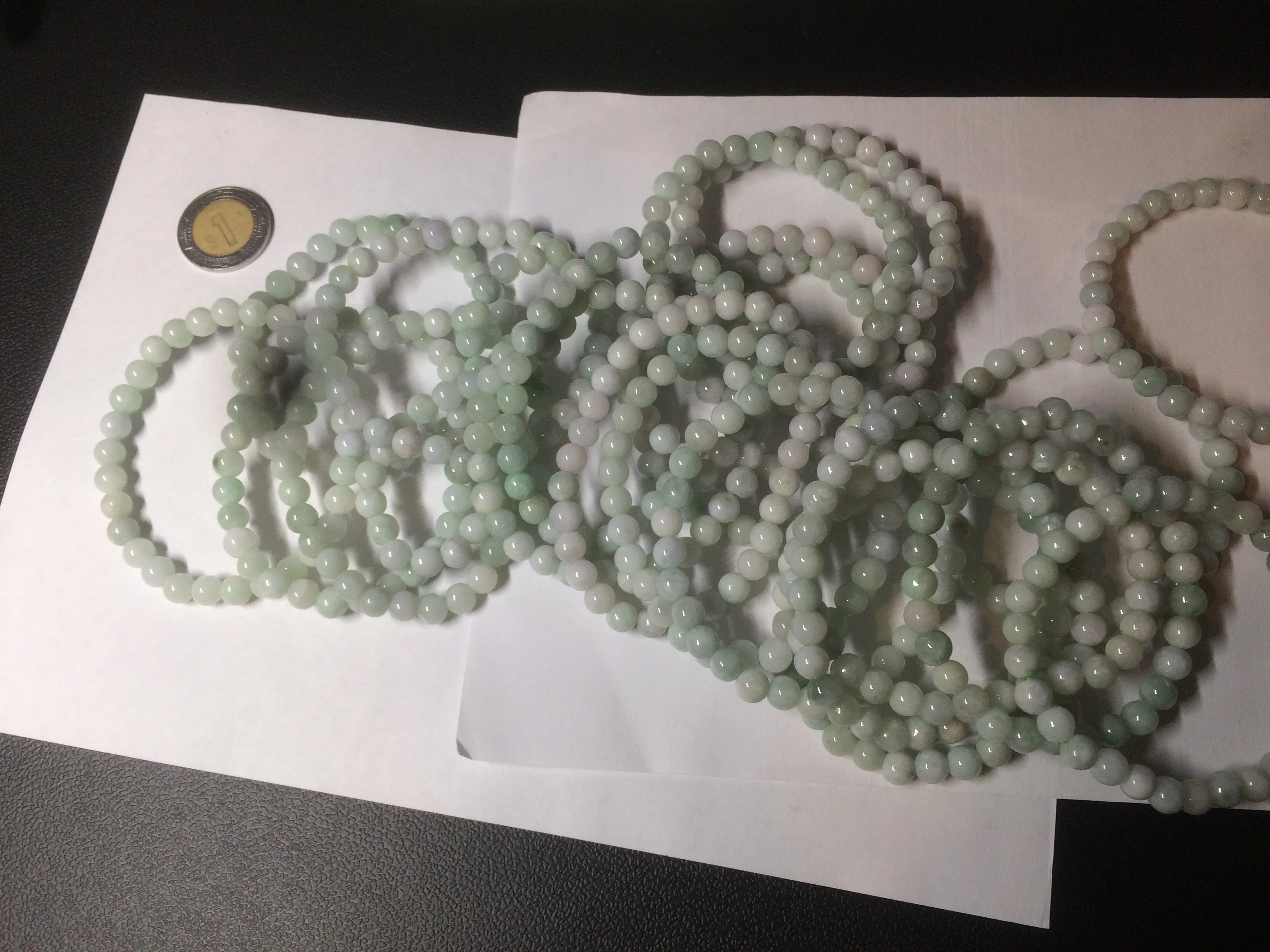 6-6.4mm 100% natural type A green/white jadeite jade beads bracelet group BF94