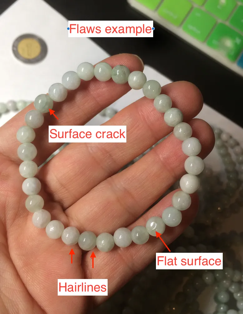 6-6.4mm 100% natural type A green/white jadeite jade beads bracelet group BF94