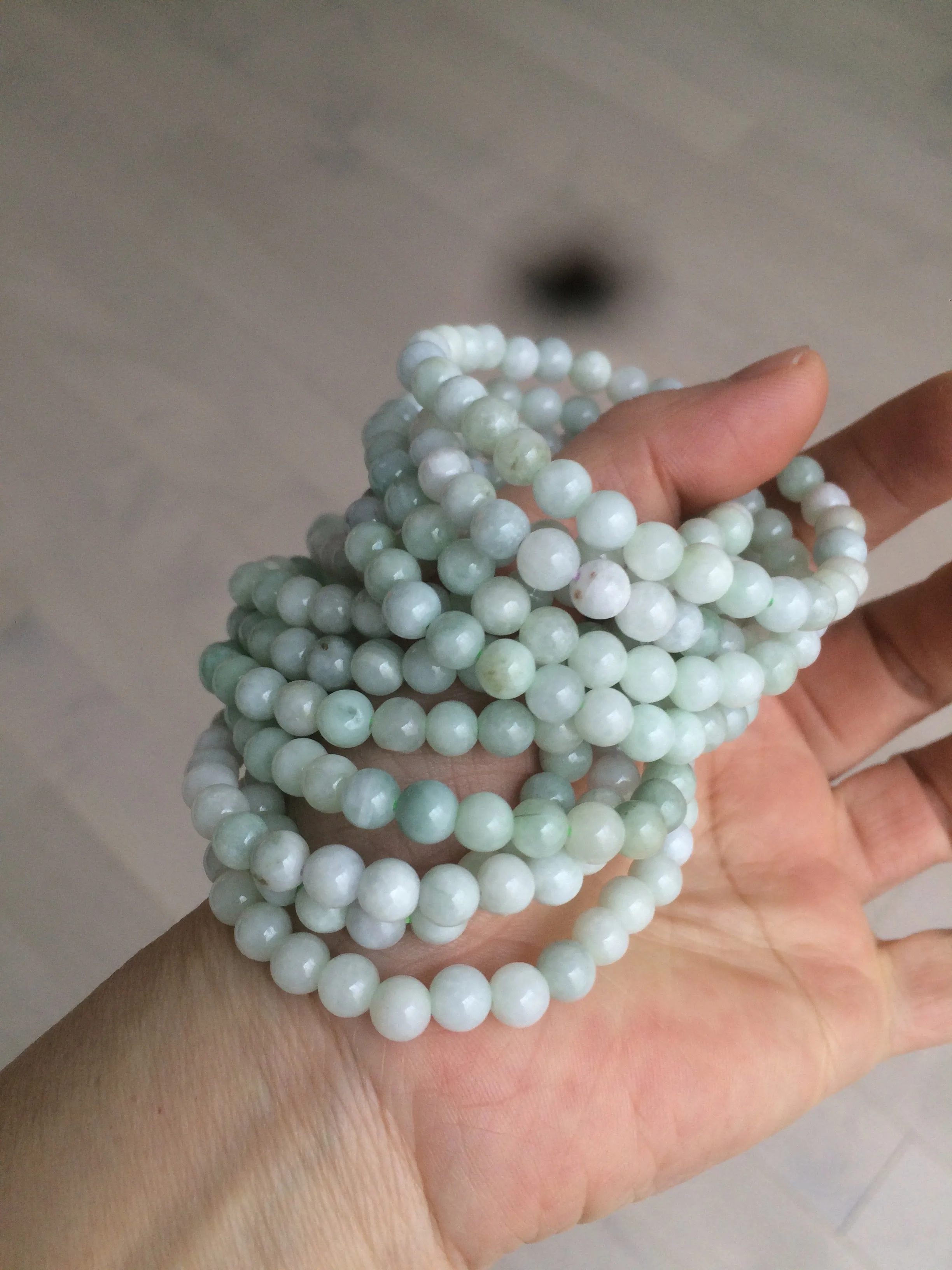 6-6.4mm 100% natural type A green/white jadeite jade beads bracelet group BF94