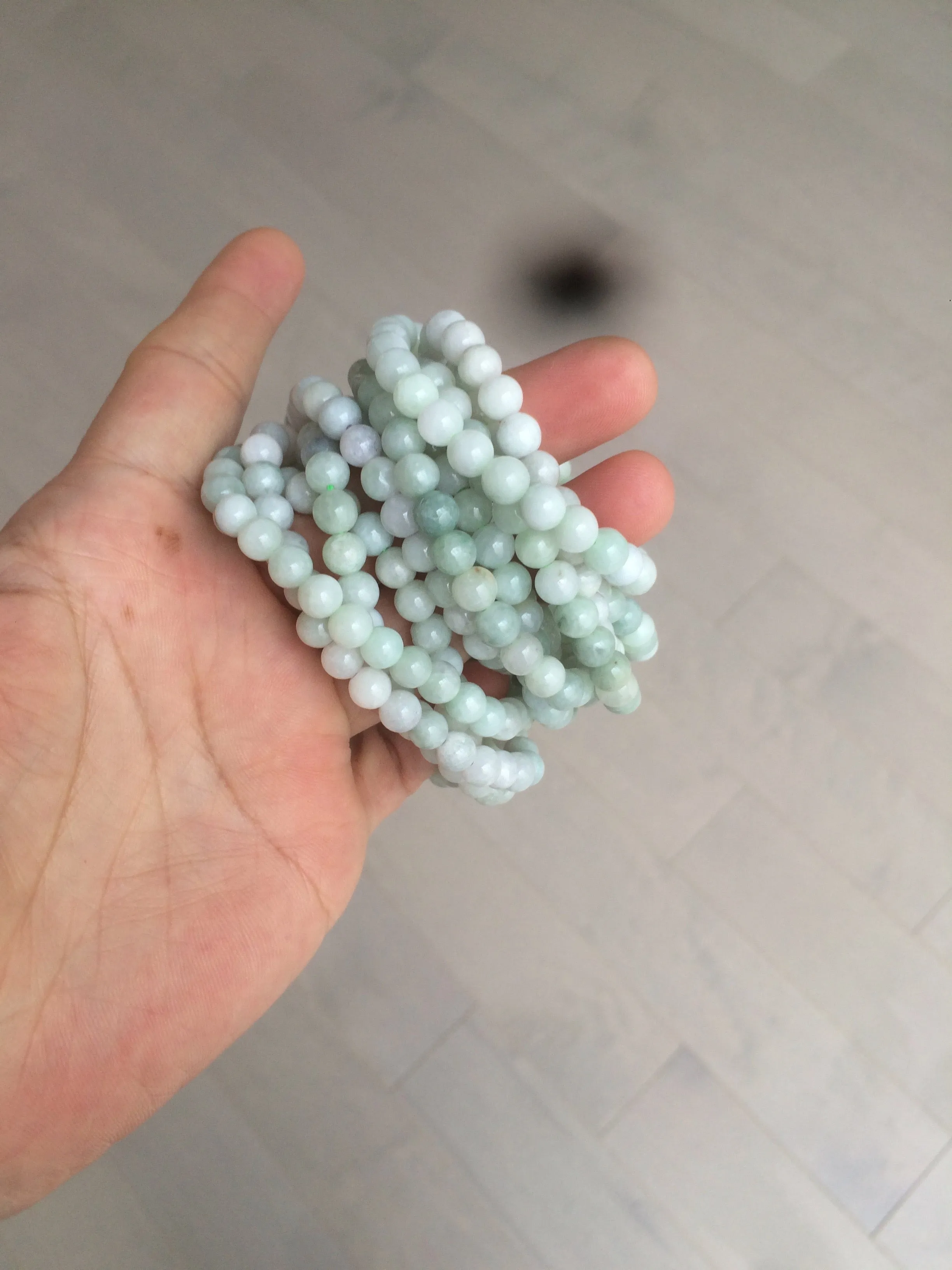 6-6.4mm 100% natural type A green/white jadeite jade beads bracelet group BF94