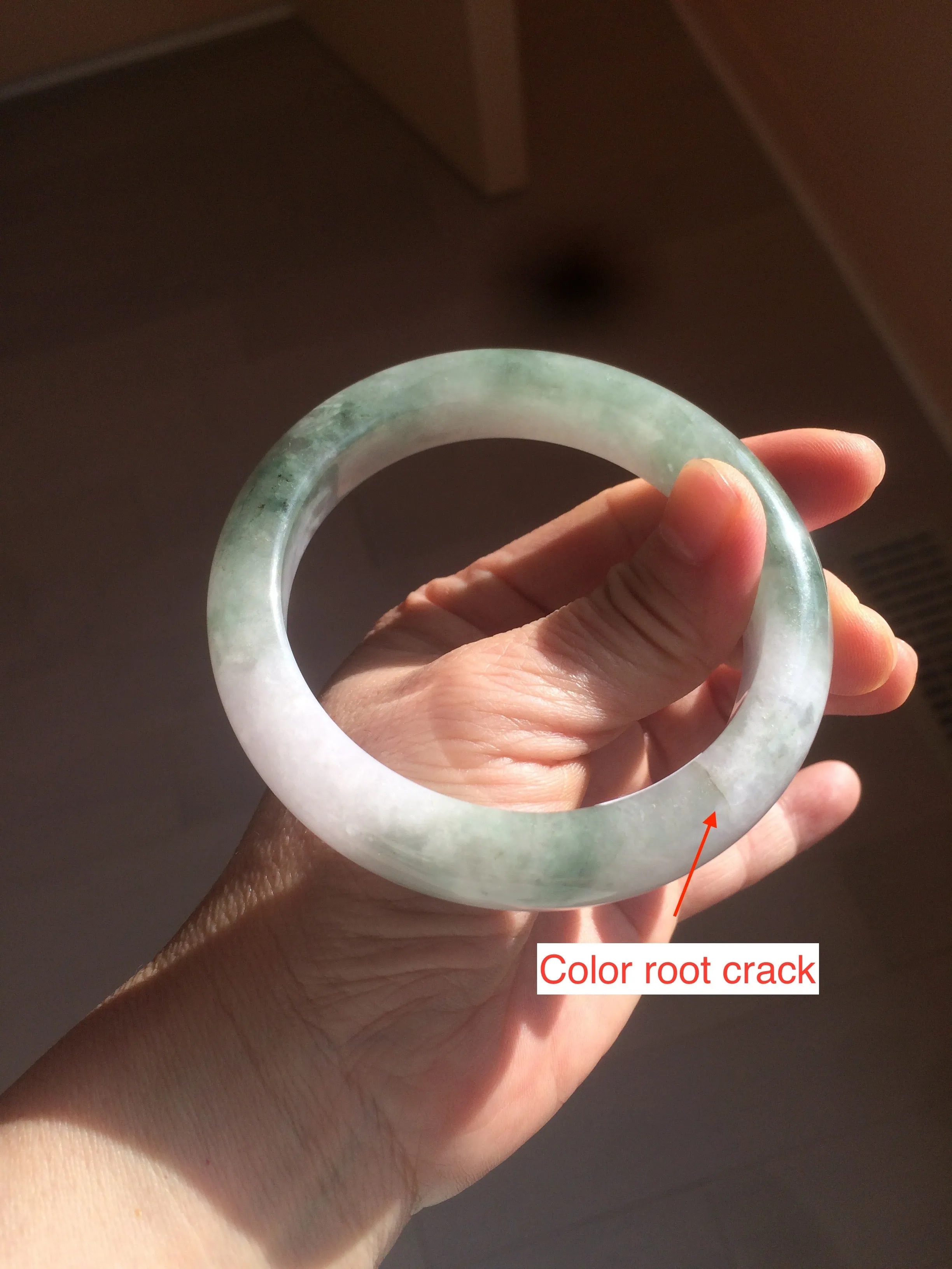 61.8 mm certified type A 100% Natural oily light green/white/purple chubby Jadeite Jade bangle BH42-2783