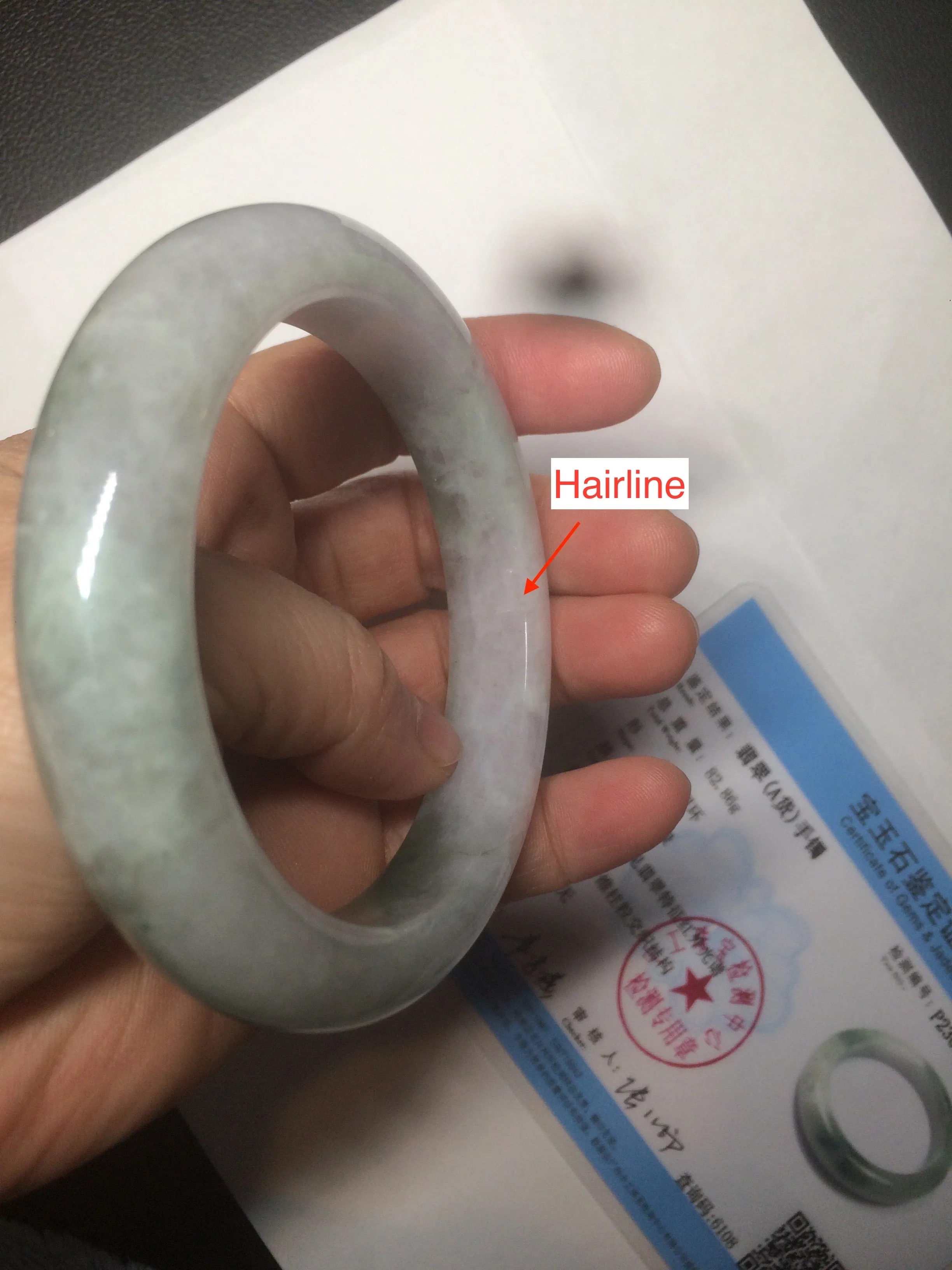 61.8 mm certified type A 100% Natural oily light green/white/purple chubby Jadeite Jade bangle BH42-2783