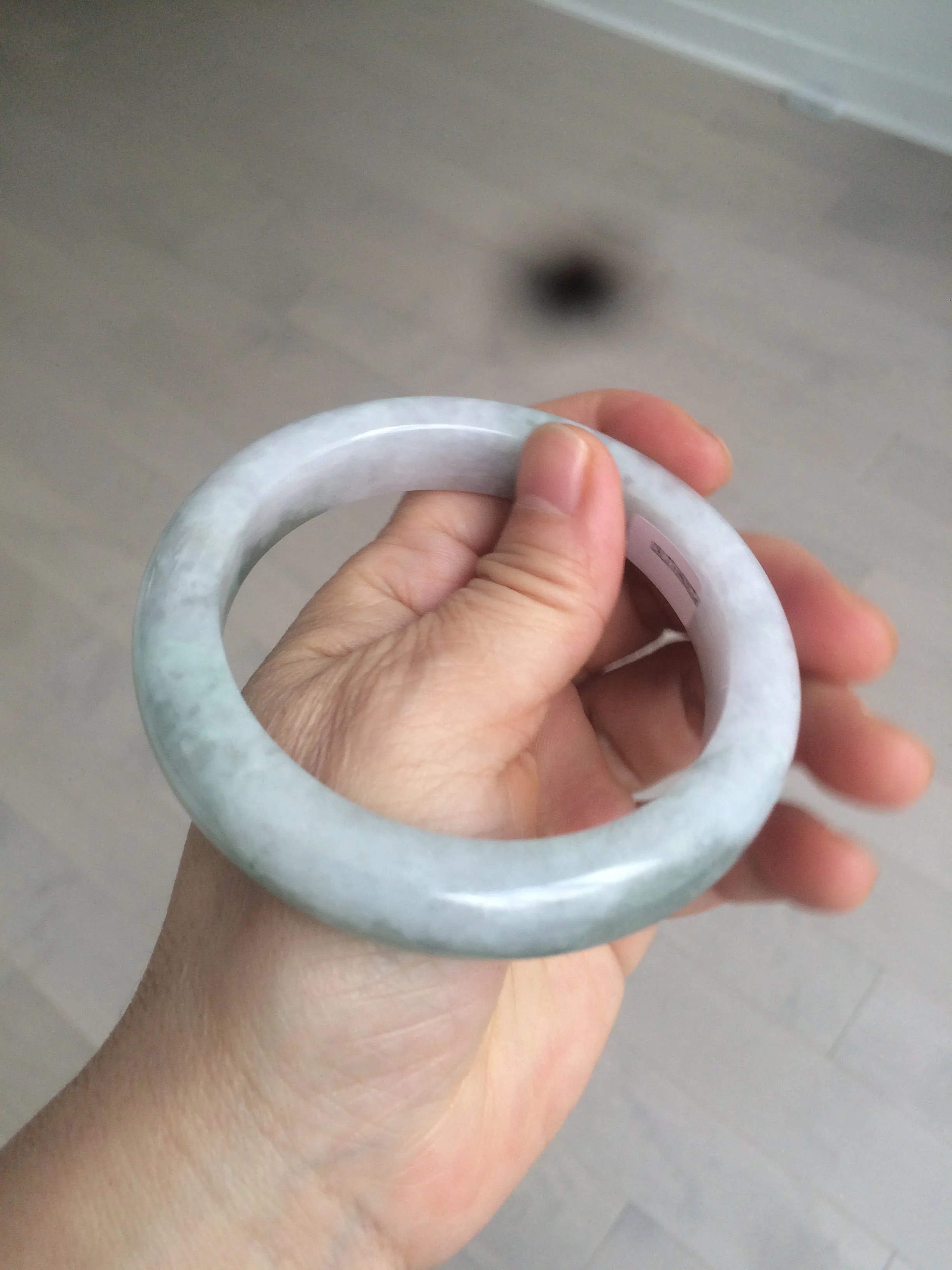 61.8 mm certified type A 100% Natural oily light green/white/purple chubby Jadeite Jade bangle BH42-2783