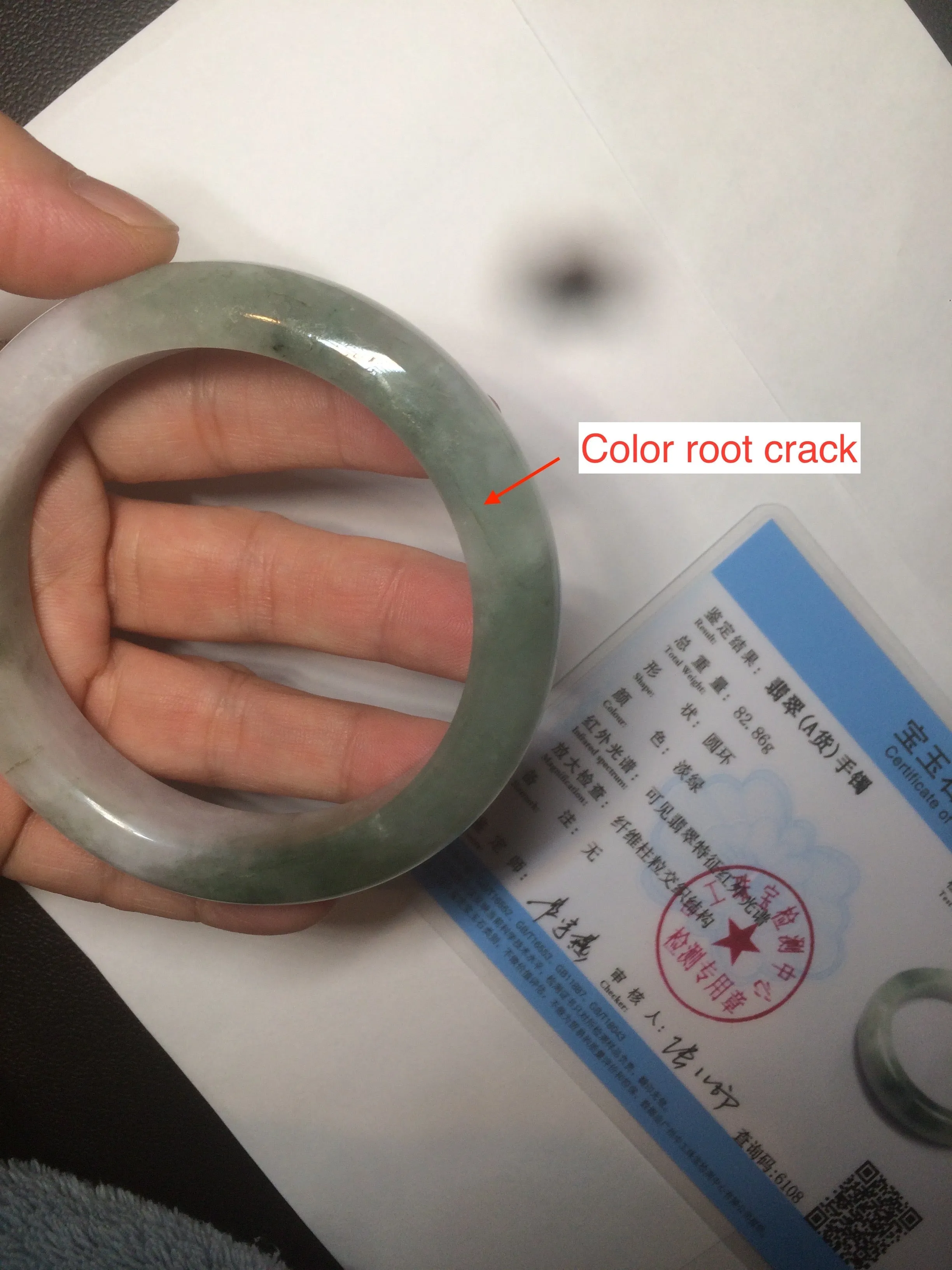 61.8 mm certified type A 100% Natural oily light green/white/purple chubby Jadeite Jade bangle BH42-2783