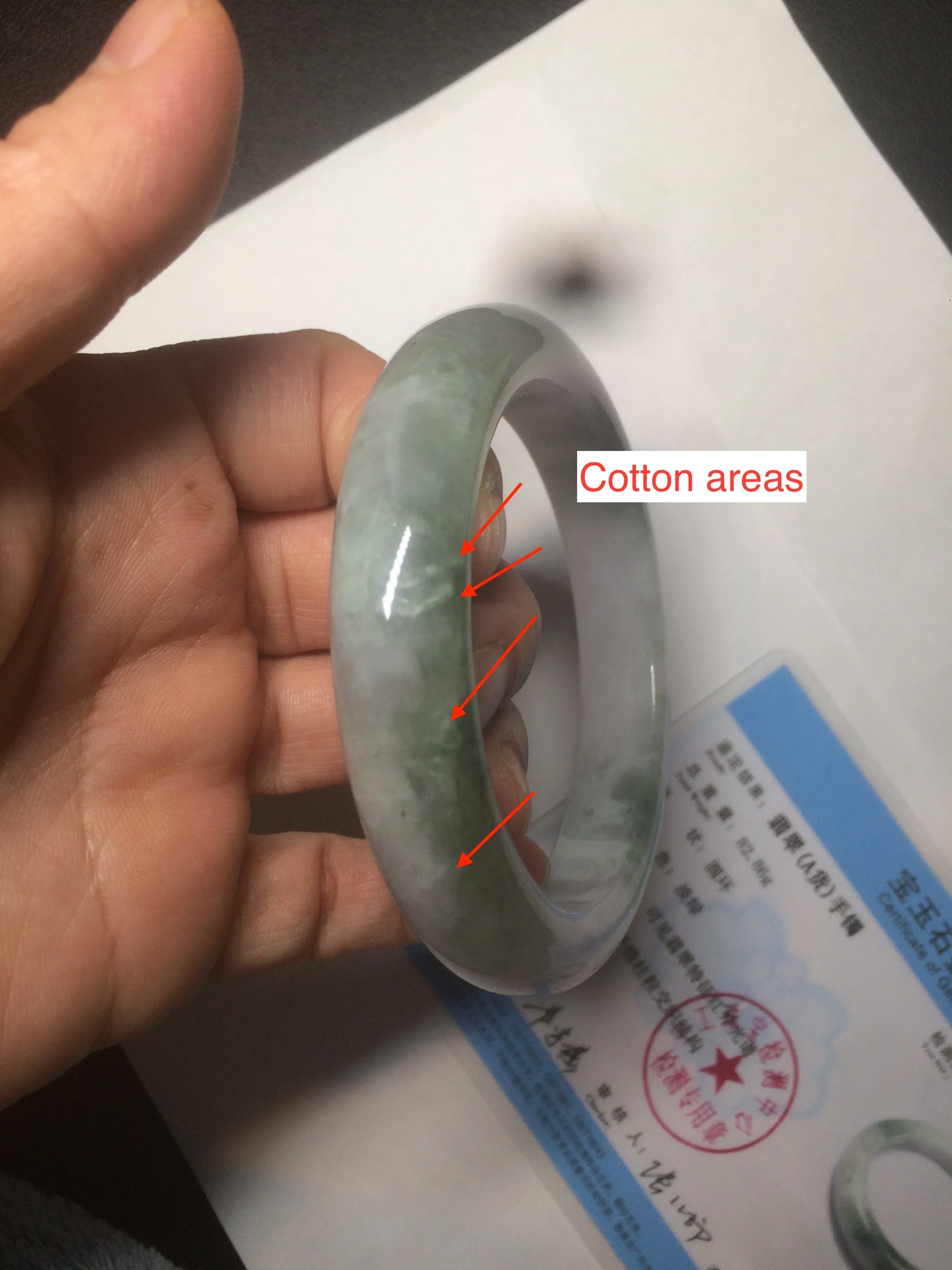 61.8 mm certified type A 100% Natural oily light green/white/purple chubby Jadeite Jade bangle BH42-2783