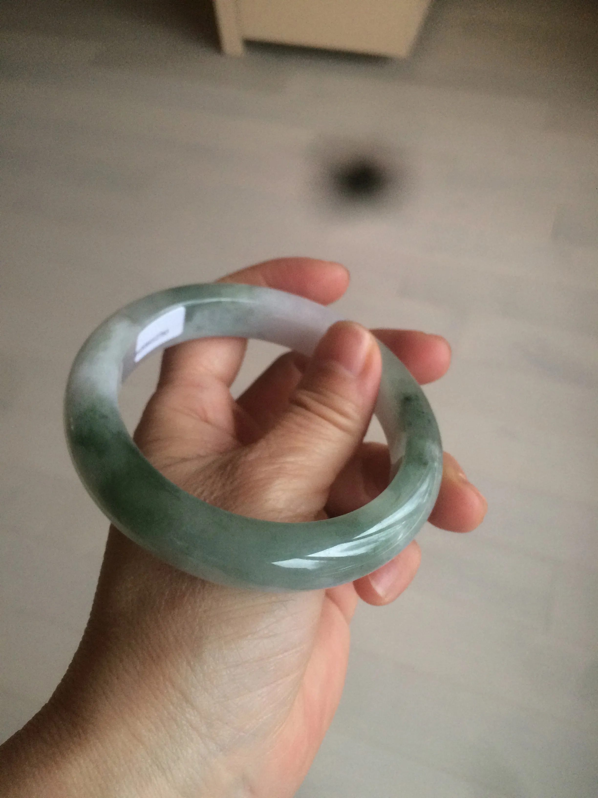 61.8 mm certified type A 100% Natural oily light green/white/purple chubby Jadeite Jade bangle BH42-2783