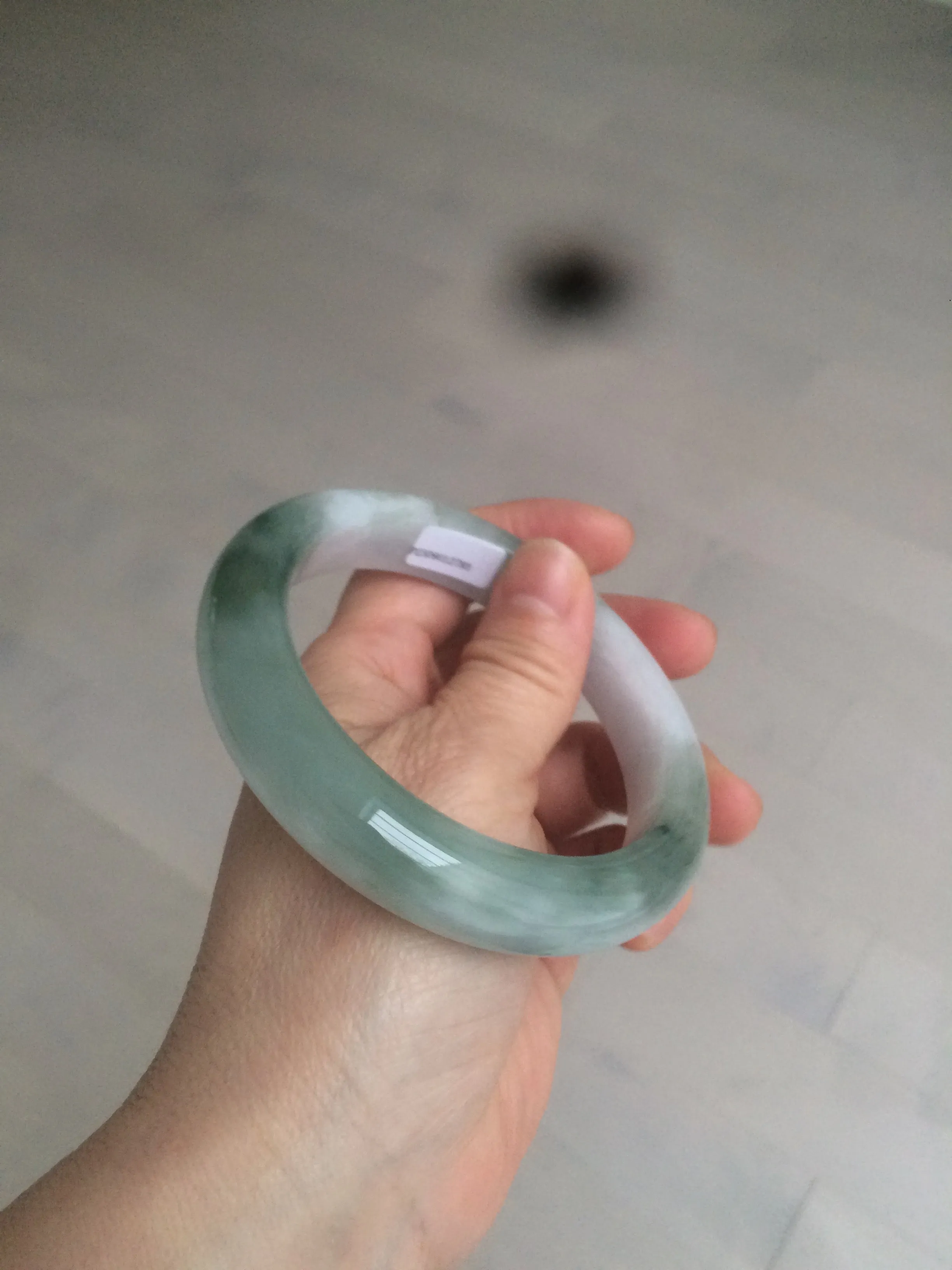 61.8 mm certified type A 100% Natural oily light green/white/purple chubby Jadeite Jade bangle BH42-2783