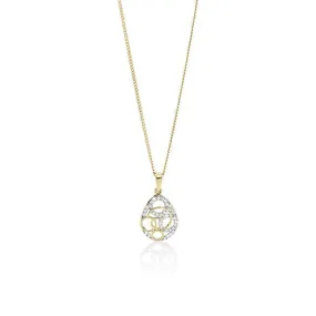 9ct gold CZ Open Circle Tear Shape Pendant