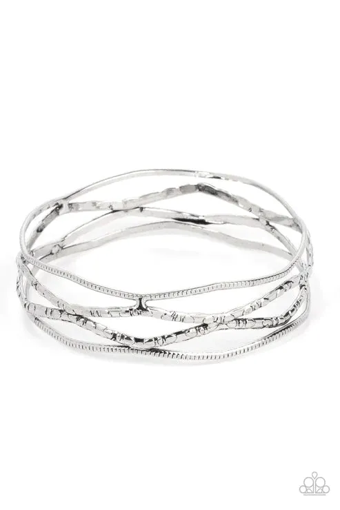 A Narrow ESCAPADE Silver Bracelet - Paparazzi Accessories