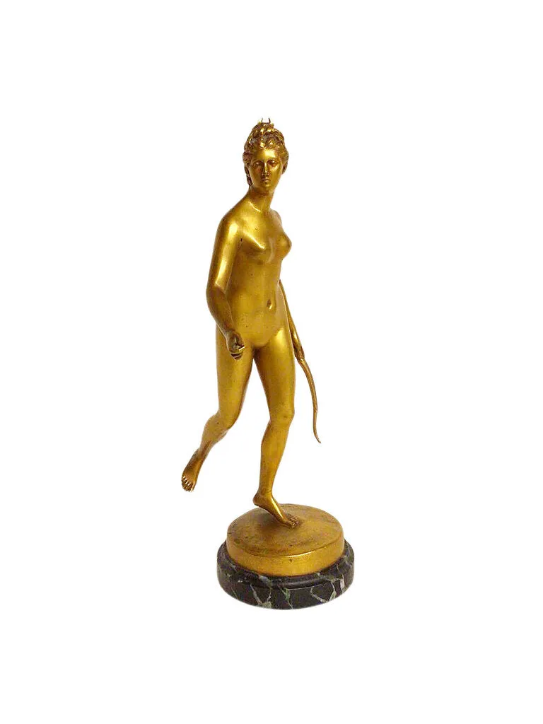 After Houdon Gilt Bronze of Diana