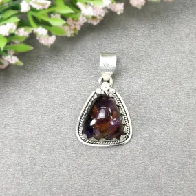 AMETHYST Gemstone 925 Sterling Silver Pendant : 7.42gms Natural Untreated Purple Amethyst Cabochon Bezel Set Pendant 1.5"