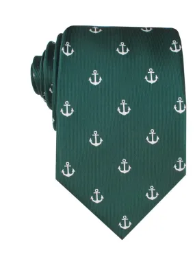 Anchor Tie - Dark Green & White