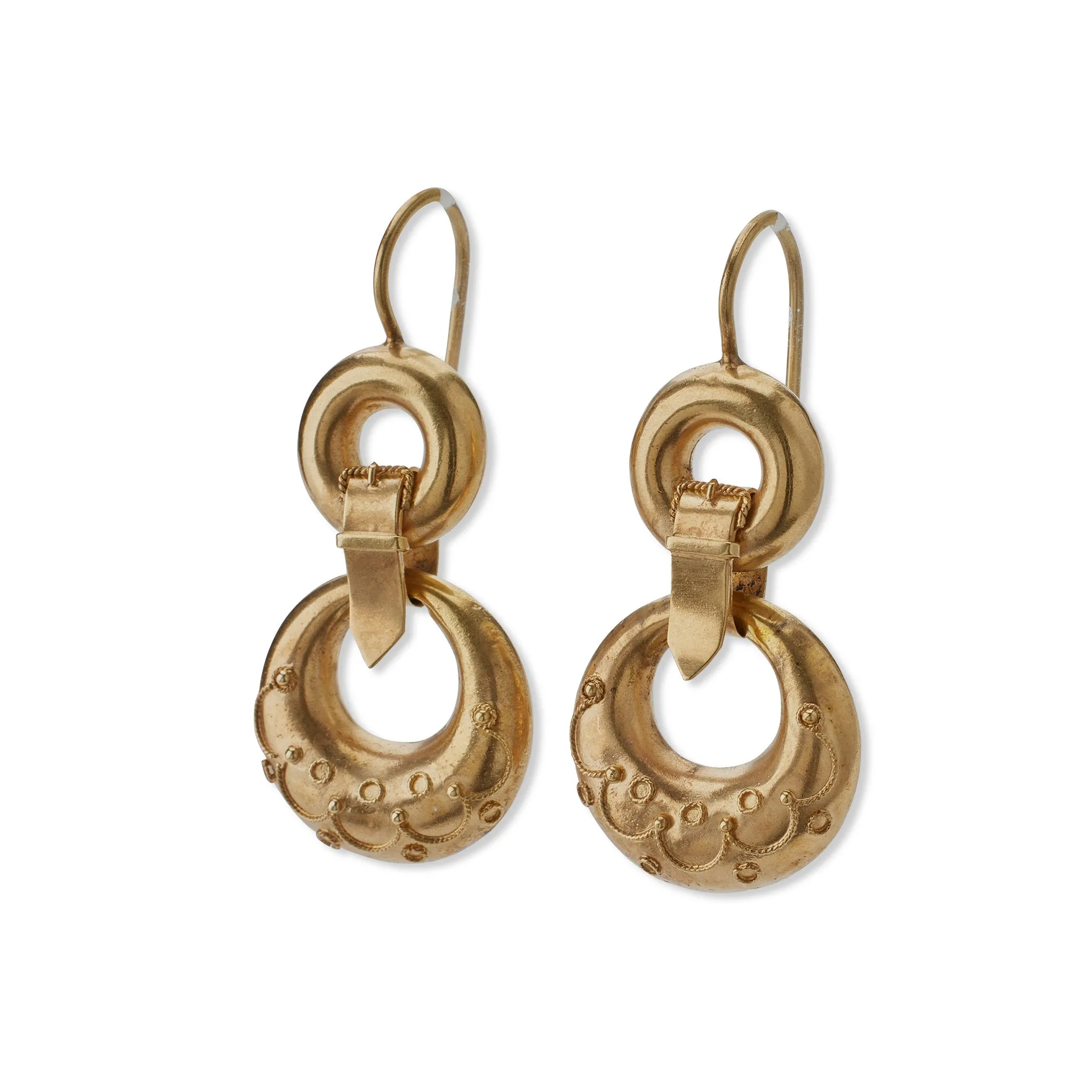 Antique 15K Gold Pendant Earrings