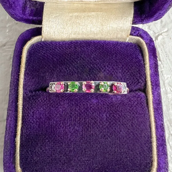 Antique French Ruby, Demantoid & Diamond Band Ring