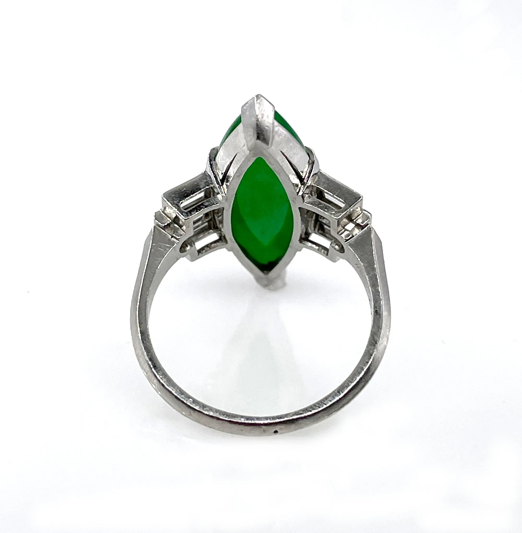 Art Deco Natural UNTREATED GIA 6.60ct Jade JADEITE Diamond Platinum Ring