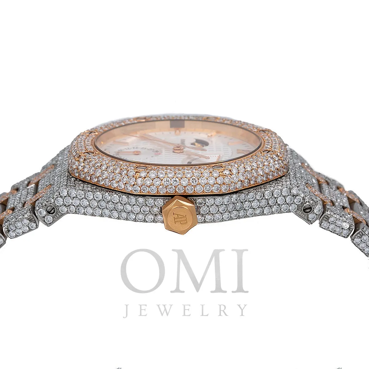 Audemars Piguet Royal Oak 25168SR 39MM  White Moon Phase Dial With 22.75 CT Diamonds