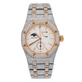 Audemars Piguet Royal Oak 25168SR 39MM  White Moon Phase Dial With 22.75 CT Diamonds