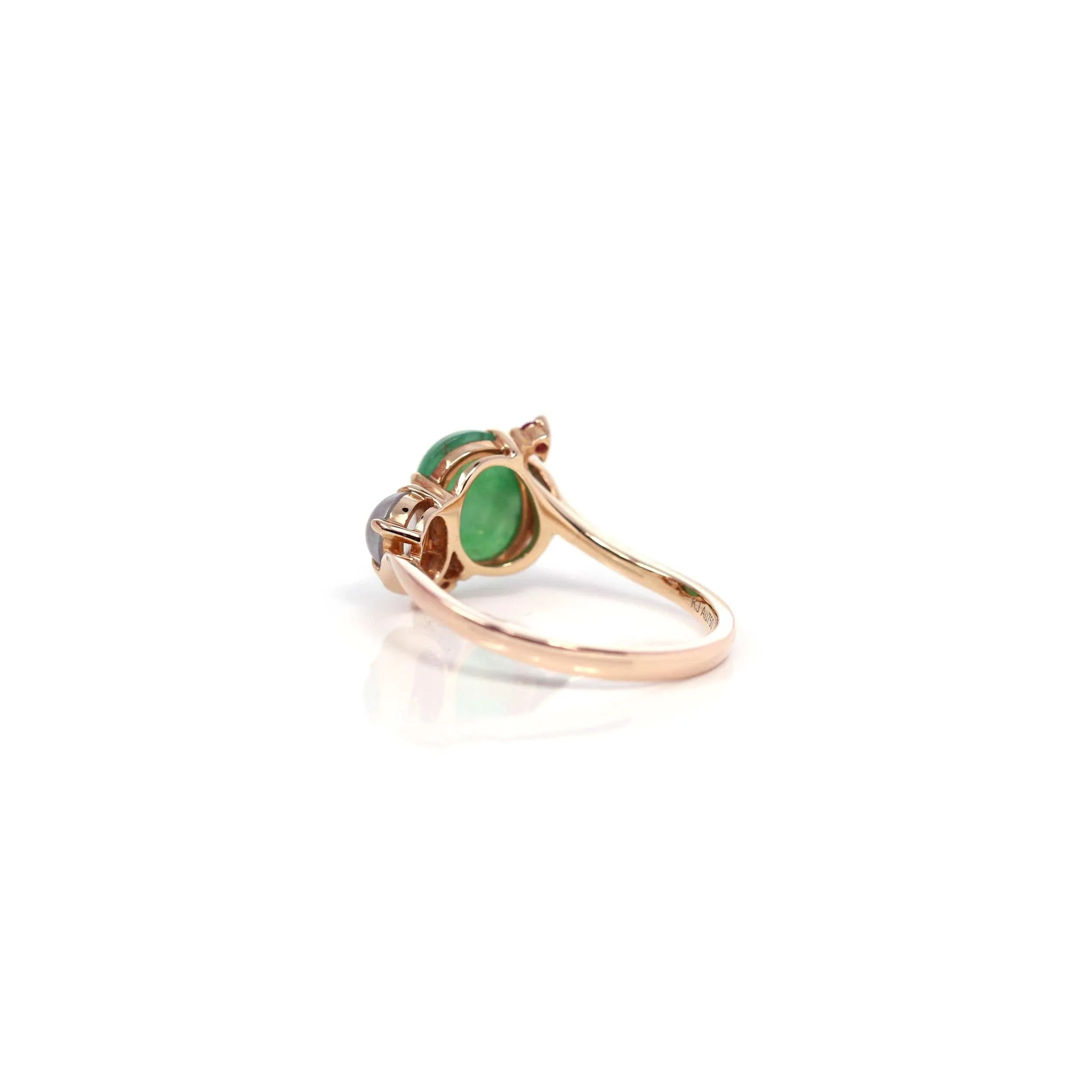 Baikalla? 18k Rose Gold Natural Imperial Jadeite Morning Glory Engagement Ring