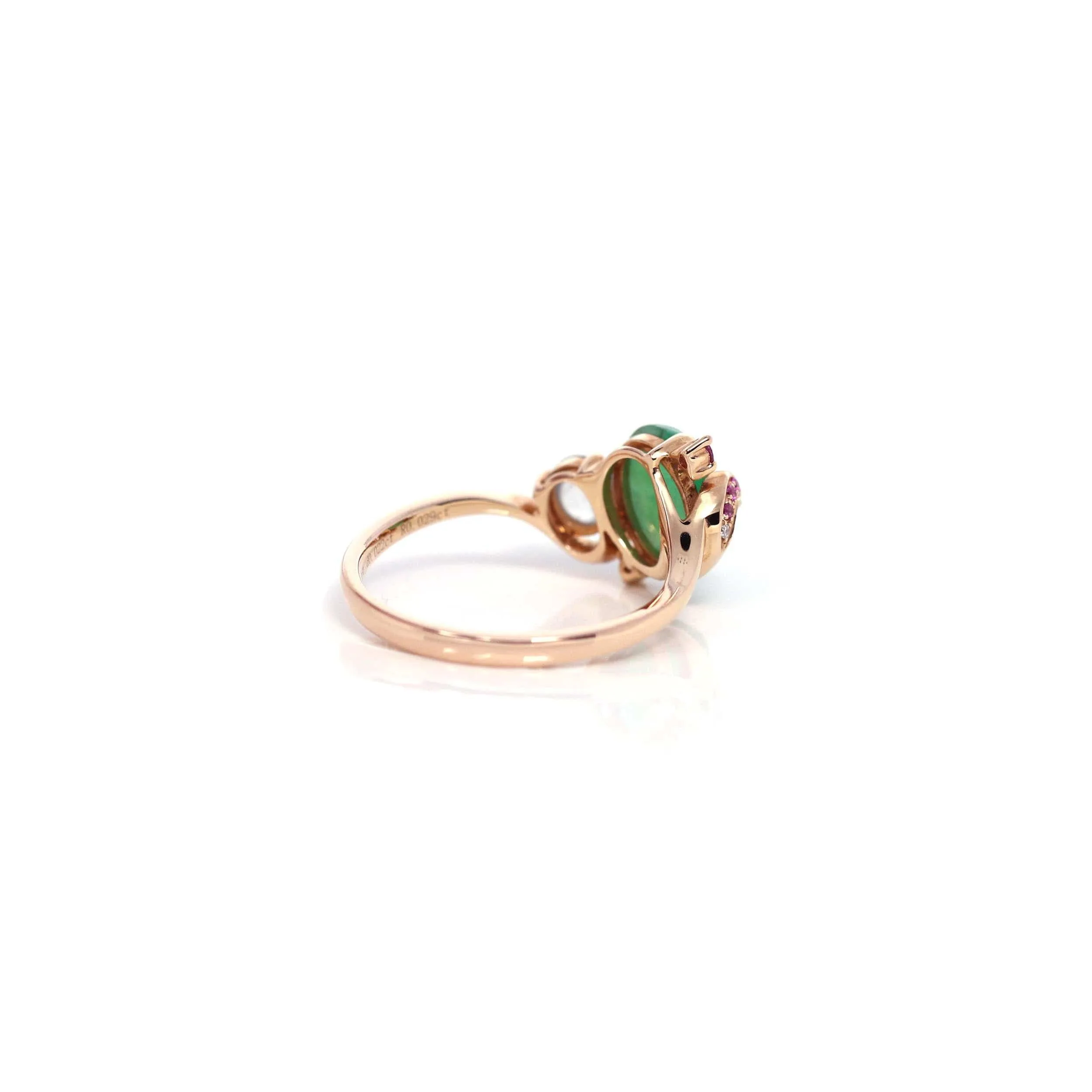 Baikalla? 18k Rose Gold Natural Imperial Jadeite Morning Glory Engagement Ring