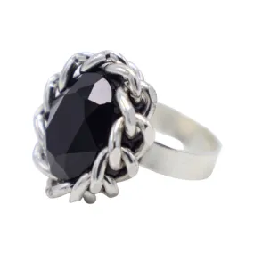 B.E. BLACK SWAROVSKI ROLO CHAIN RING