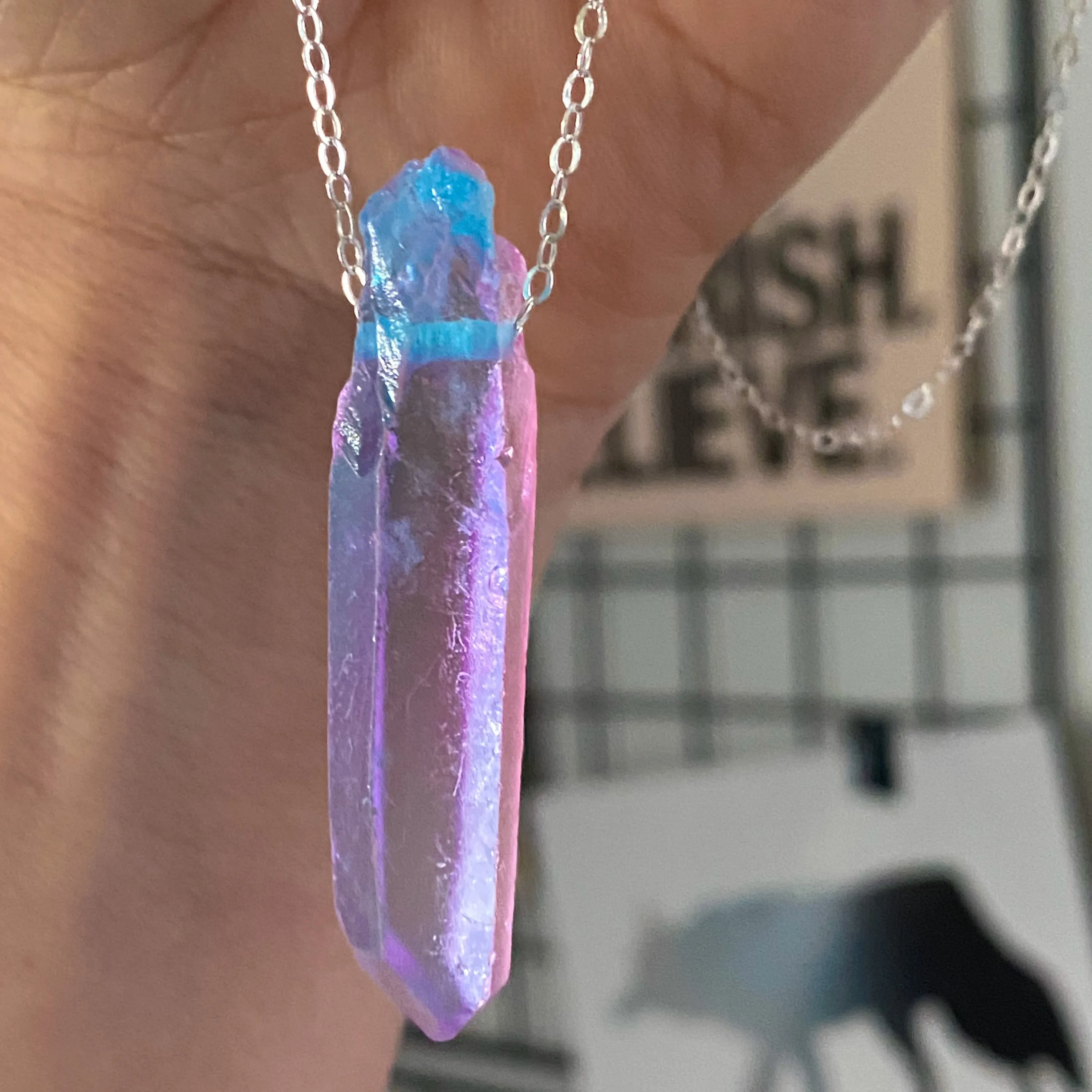 Be Fiercely You Aura Quartz Crystal Necklace