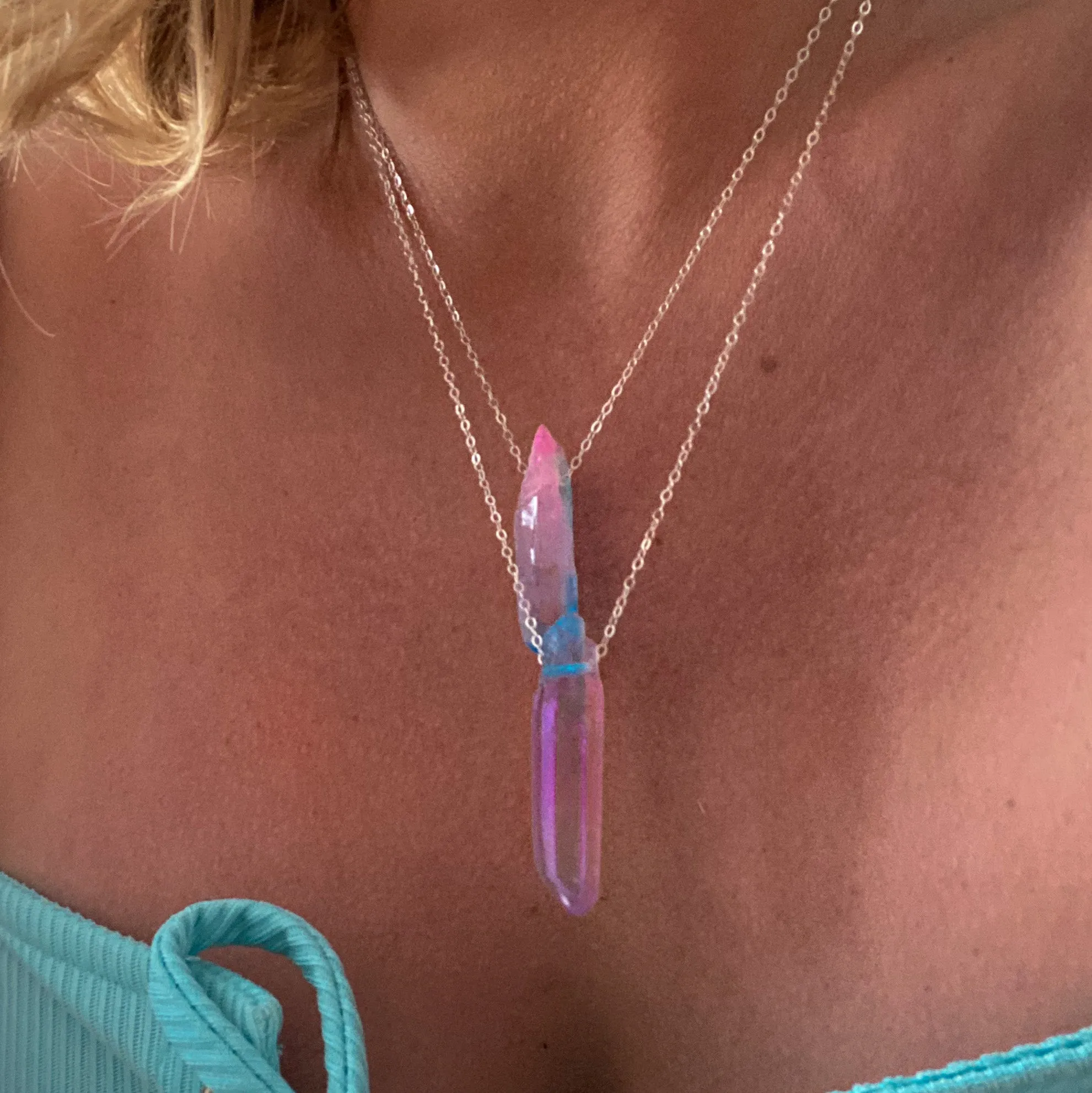 Be Fiercely You Aura Quartz Crystal Necklace