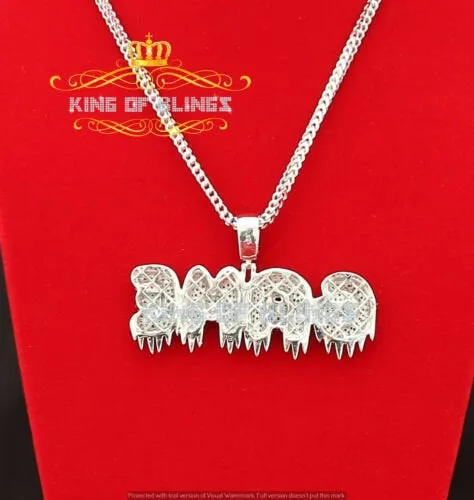 Beautiful Dripping GAME Sterling White Silver Pendant 16.59ct Cubic Zirconia