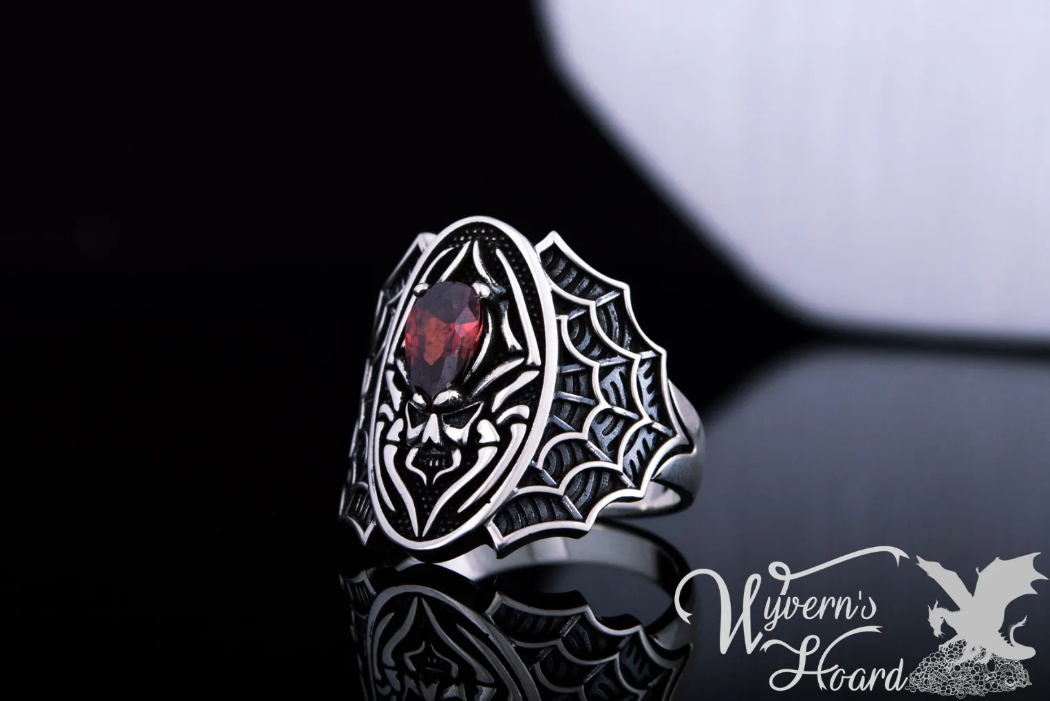 Bejeweled Black Widow Spider Ring