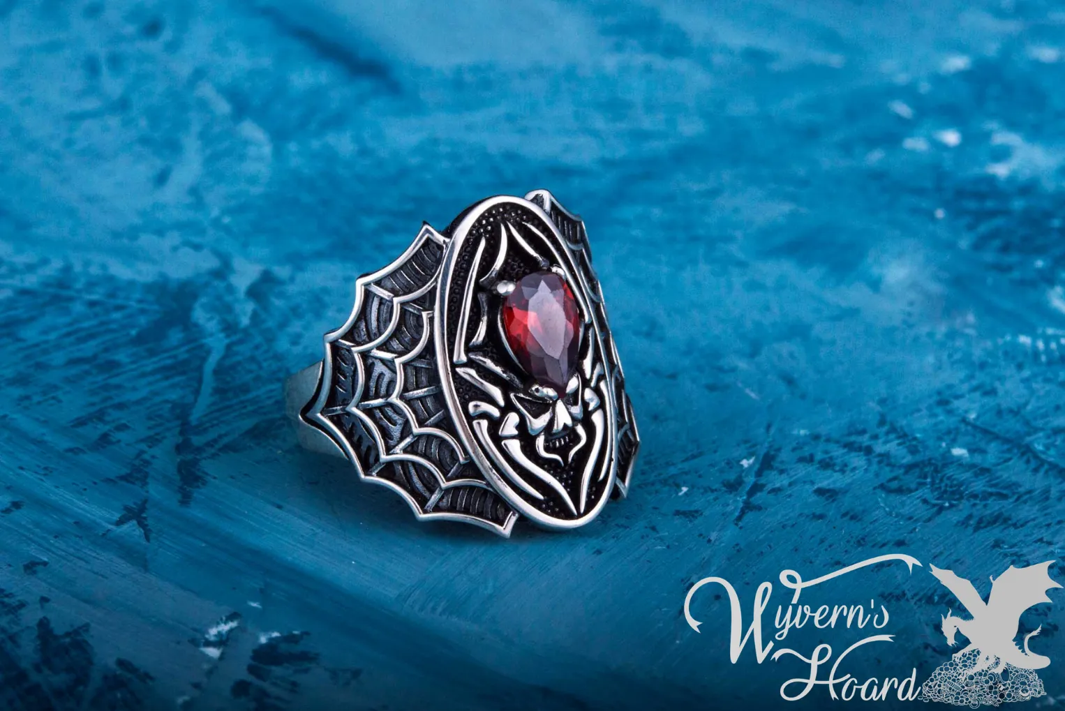 Bejeweled Black Widow Spider Ring