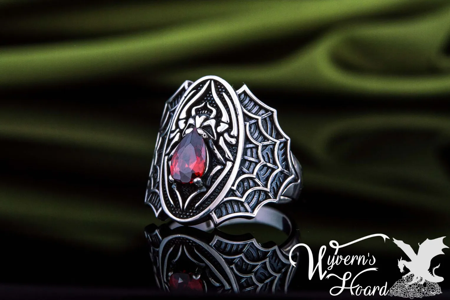 Bejeweled Black Widow Spider Ring