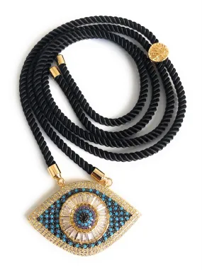 Black Cord Evil Eye Adjustable Necklace