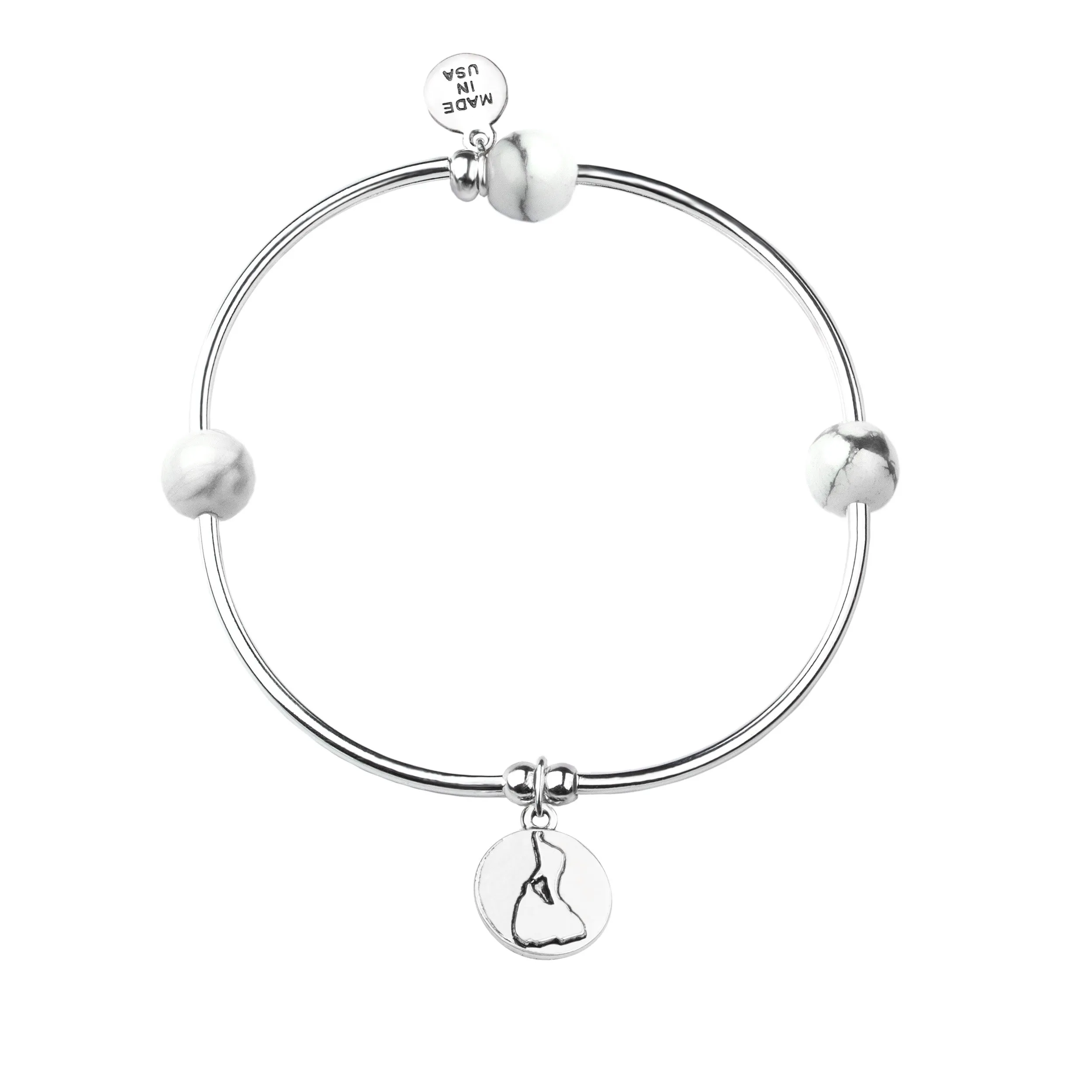 Block Island | Bangle Charm Bracelet | Howlite - Calmness