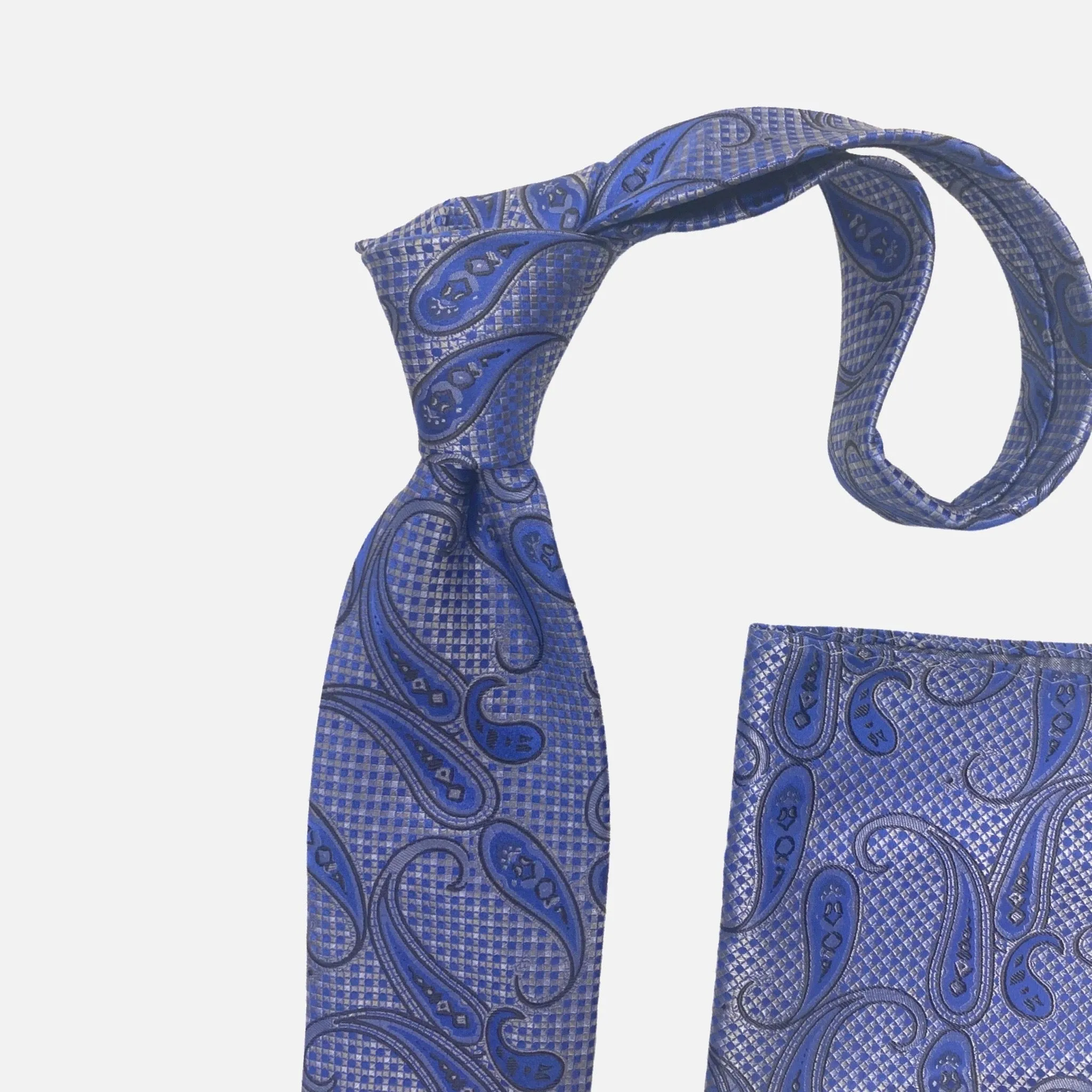 Blue Paisley Premium Silk Tie and Hanky Set | Dolce Vita Fashions