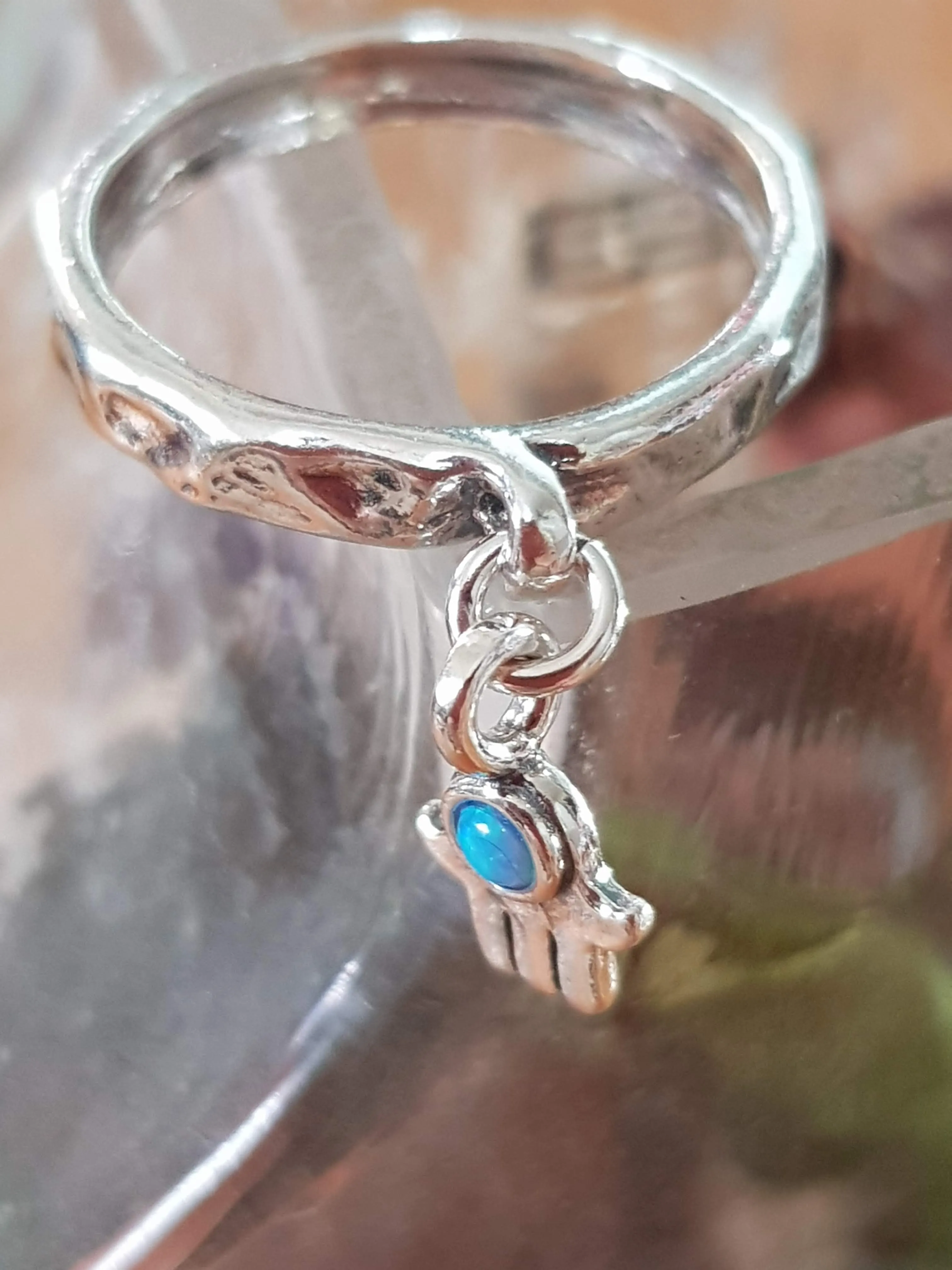 Bluenoemi Silver Ring for Woman Hamsa charm good luck Israeli Jewelry