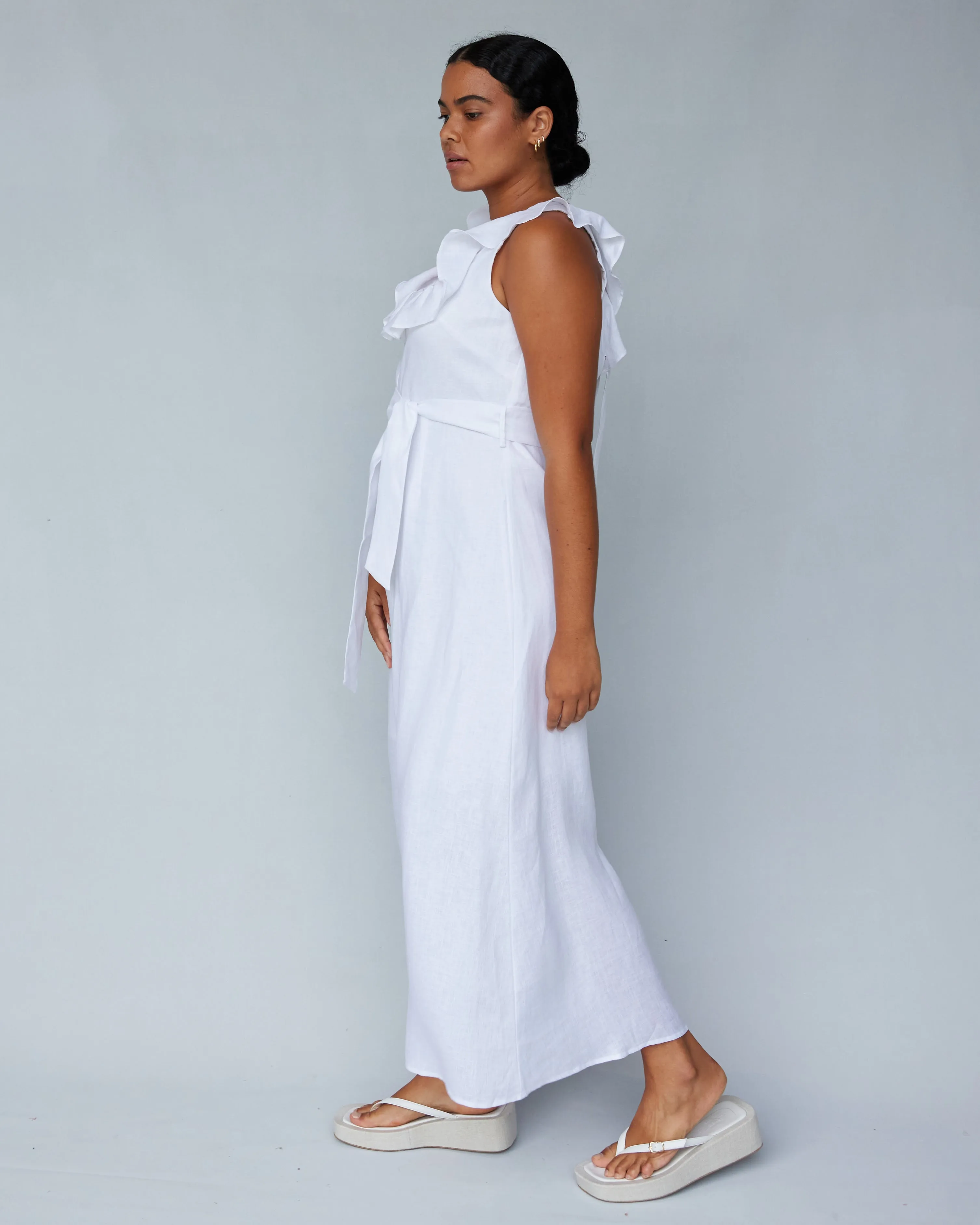 Bohdi Linen Midi Dress - White