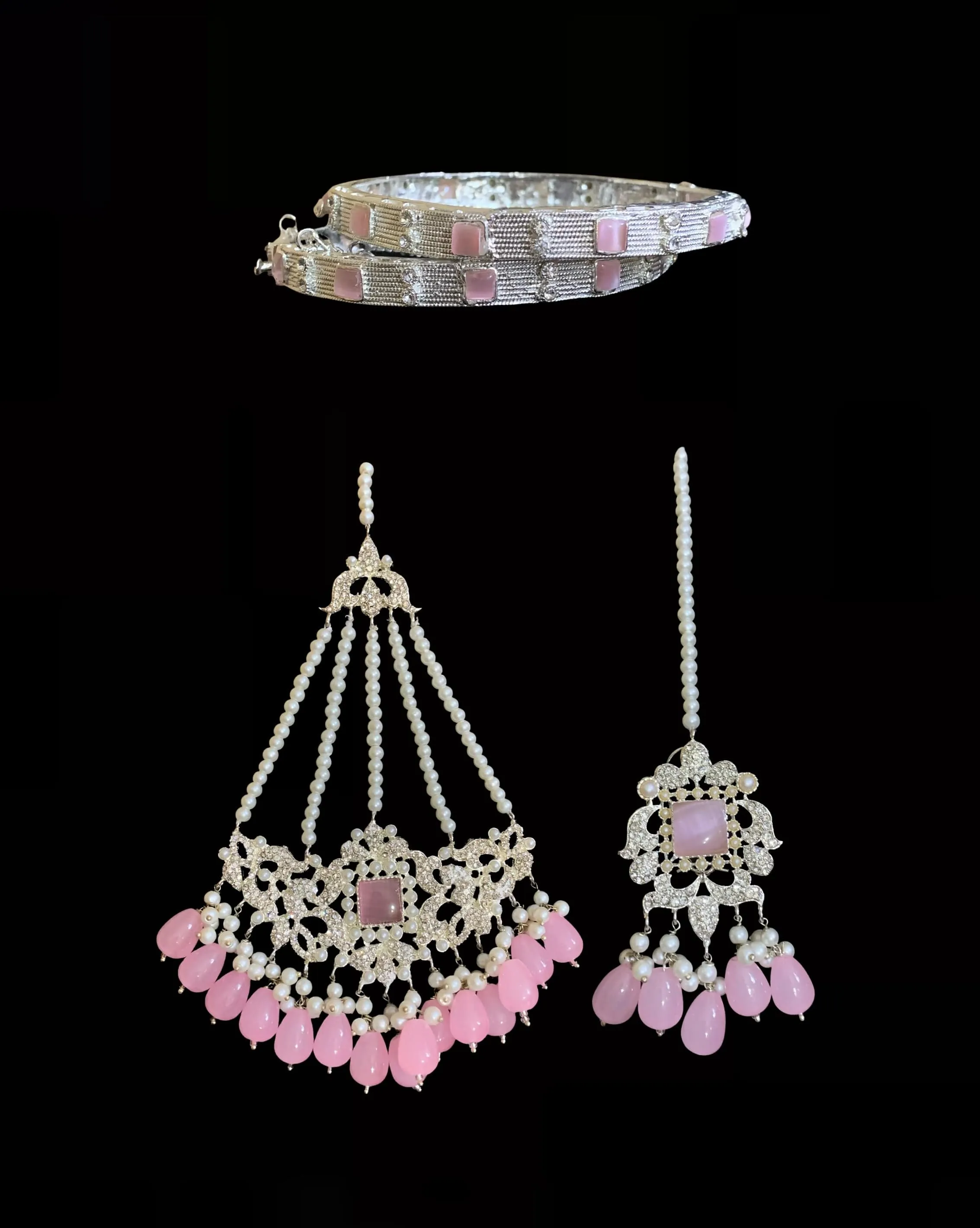 BR10 Anisa zircon bridal set - pink ( READY TO SHIP )