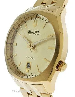 Bulova Accutron II Surveyor Watch - All Gold-Tone w/Black Accents - Date Display